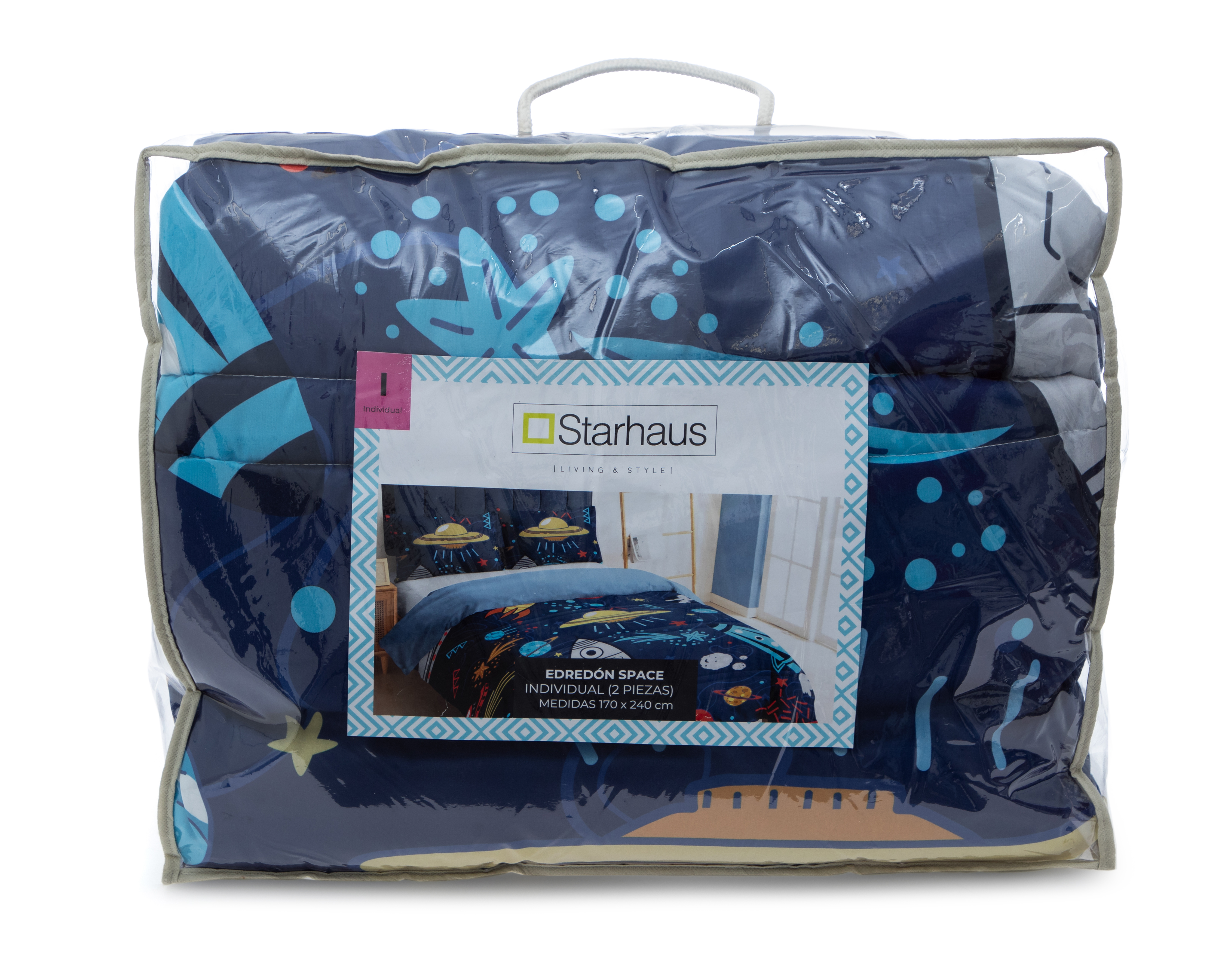 Foto 4 | Foto 4 | Edredón Individual con Funda para Almohada Starhaus Space Azul 2 Piezas