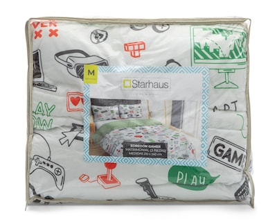 Foto 4 | Foto 4 | Edredón Matrimonial con Fundas para Almohada Starhaus Gamer Blanco 3 Piezas