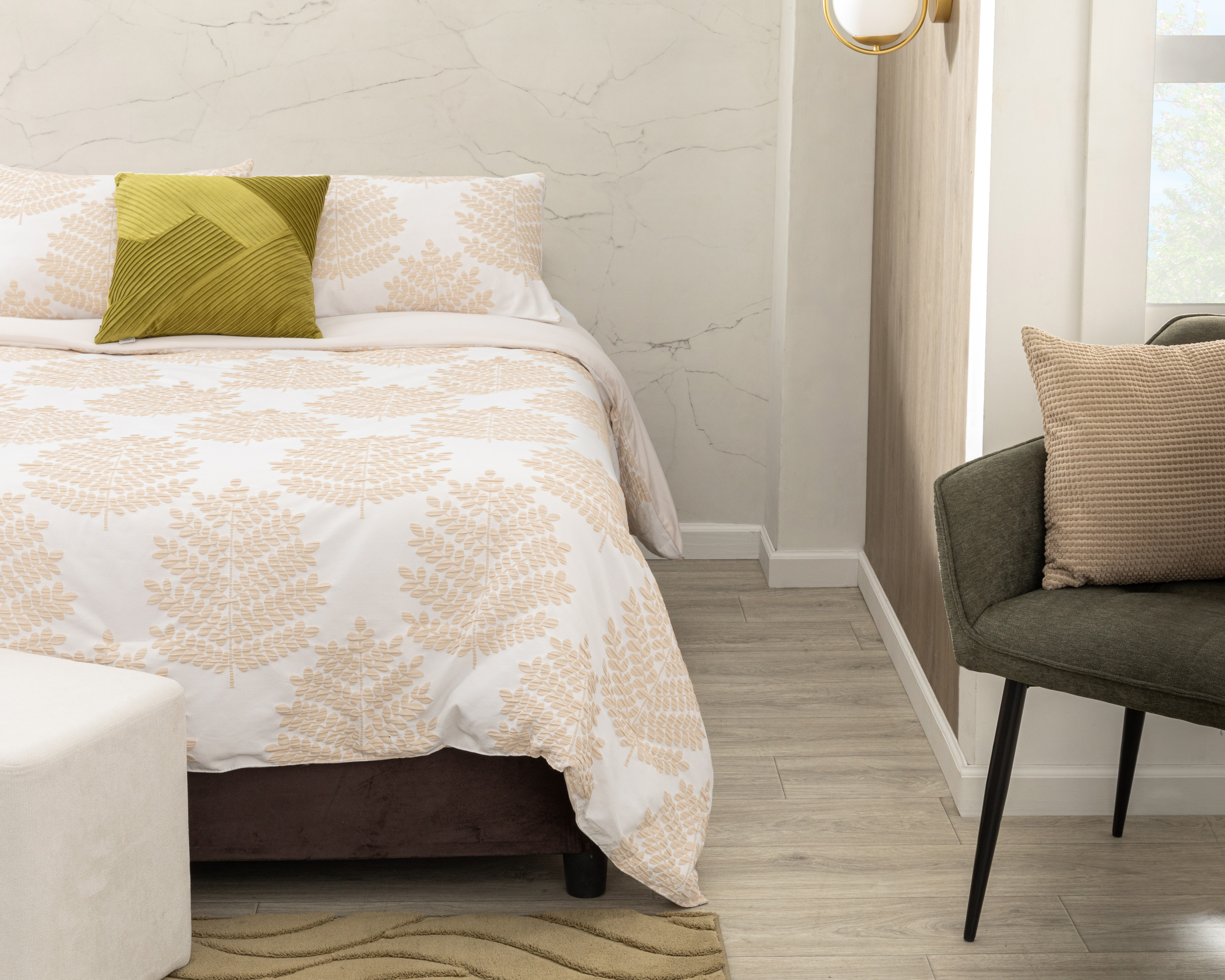 Edredón Matrimonial/Queen Size con Fundas para Almohada Starhaus Taiga Beige 3 Piezas