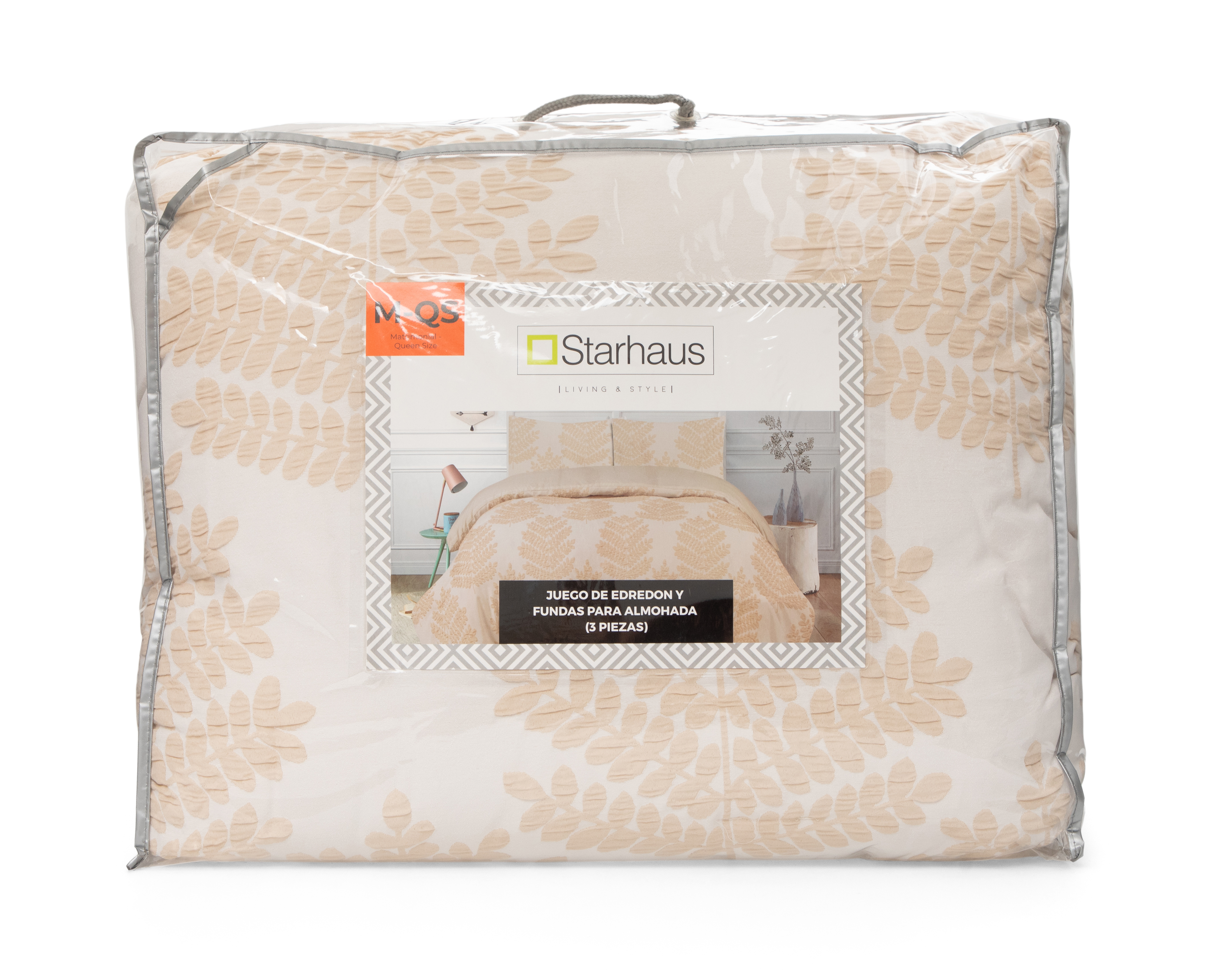 Foto 4 | Foto 4 | Edredón Matrimonial/Queen Size con Fundas para Almohada Starhaus Taiga Beige 3 Piezas
