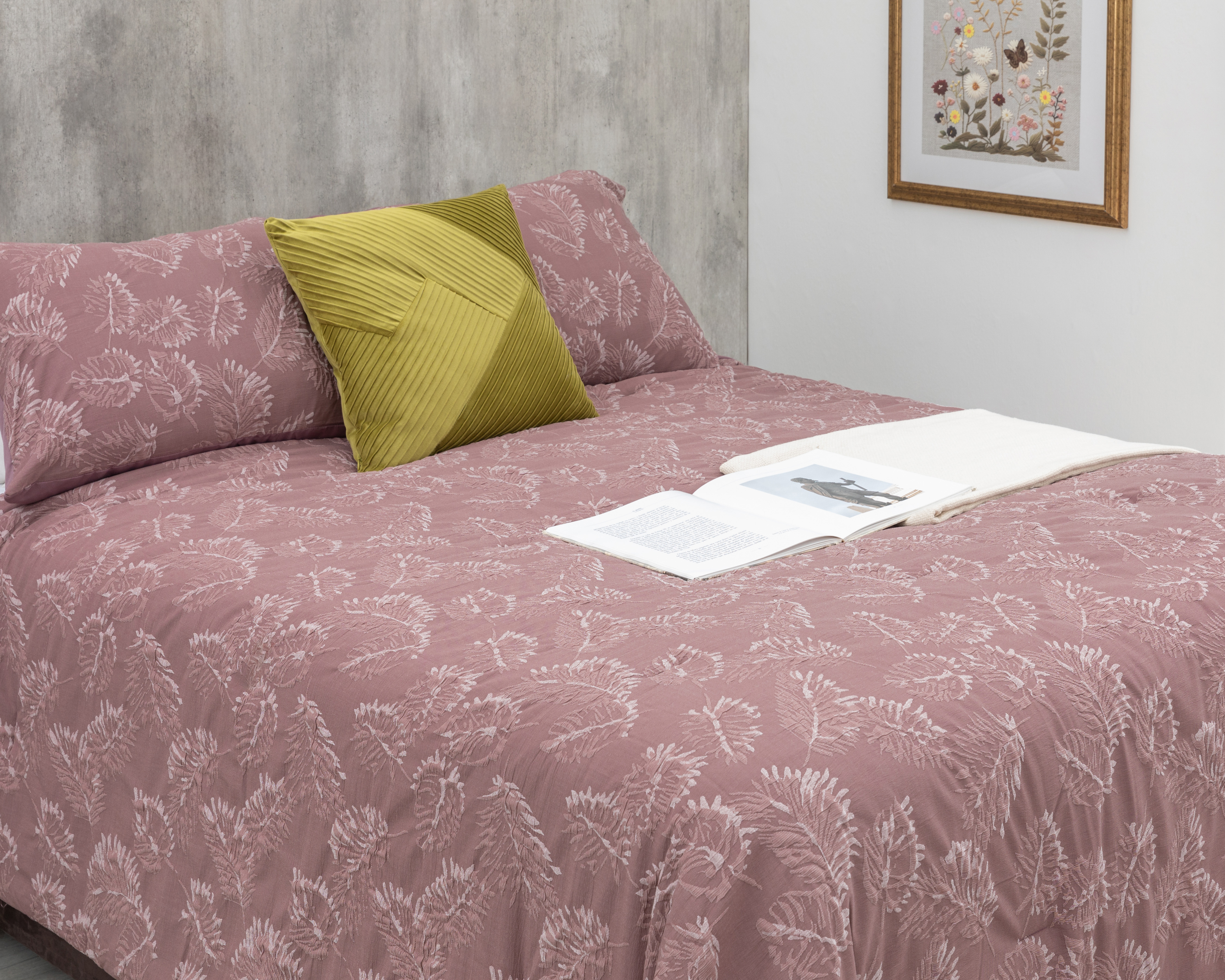 Edredón Matrimonial-Queen Size con Fundas para Almohada Starhaus Carmesí Rosa 3 Piezas