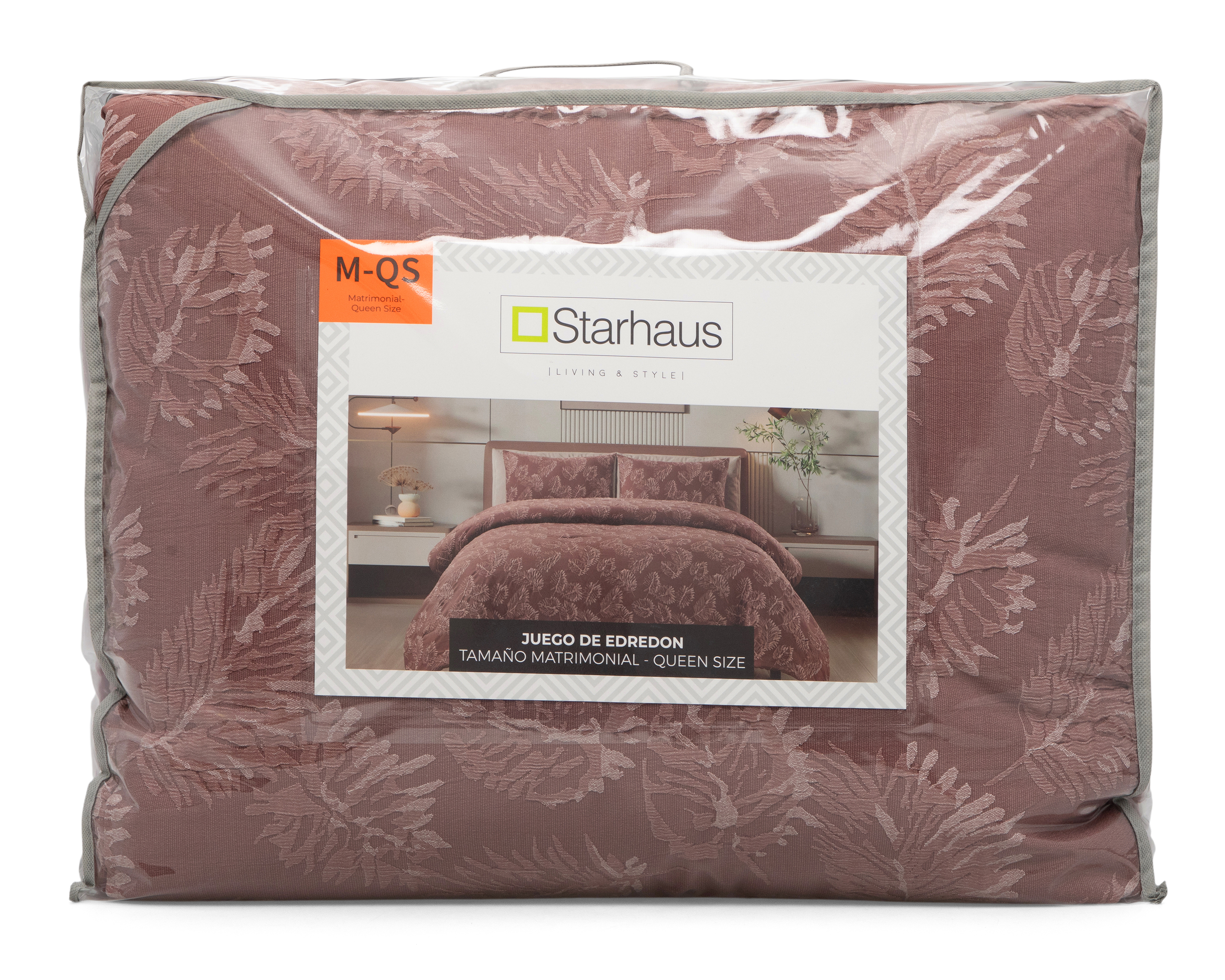 Foto 4 | Foto 4 | Edredón Matrimonial-Queen Size con Fundas para Almohada Starhaus Carmesí Rosa 3 Piezas