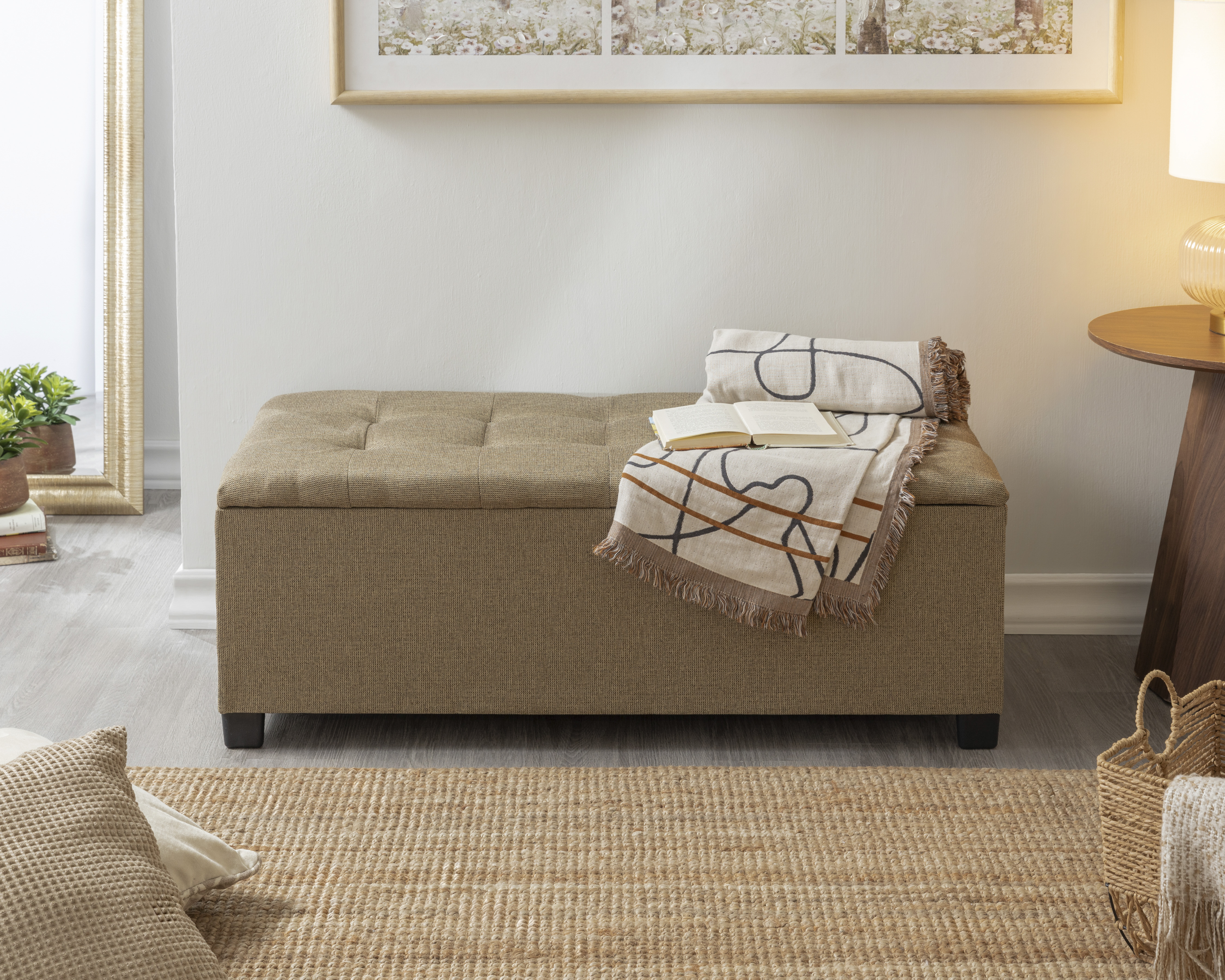 Baúl Malta de Madera Tapizado en Tela