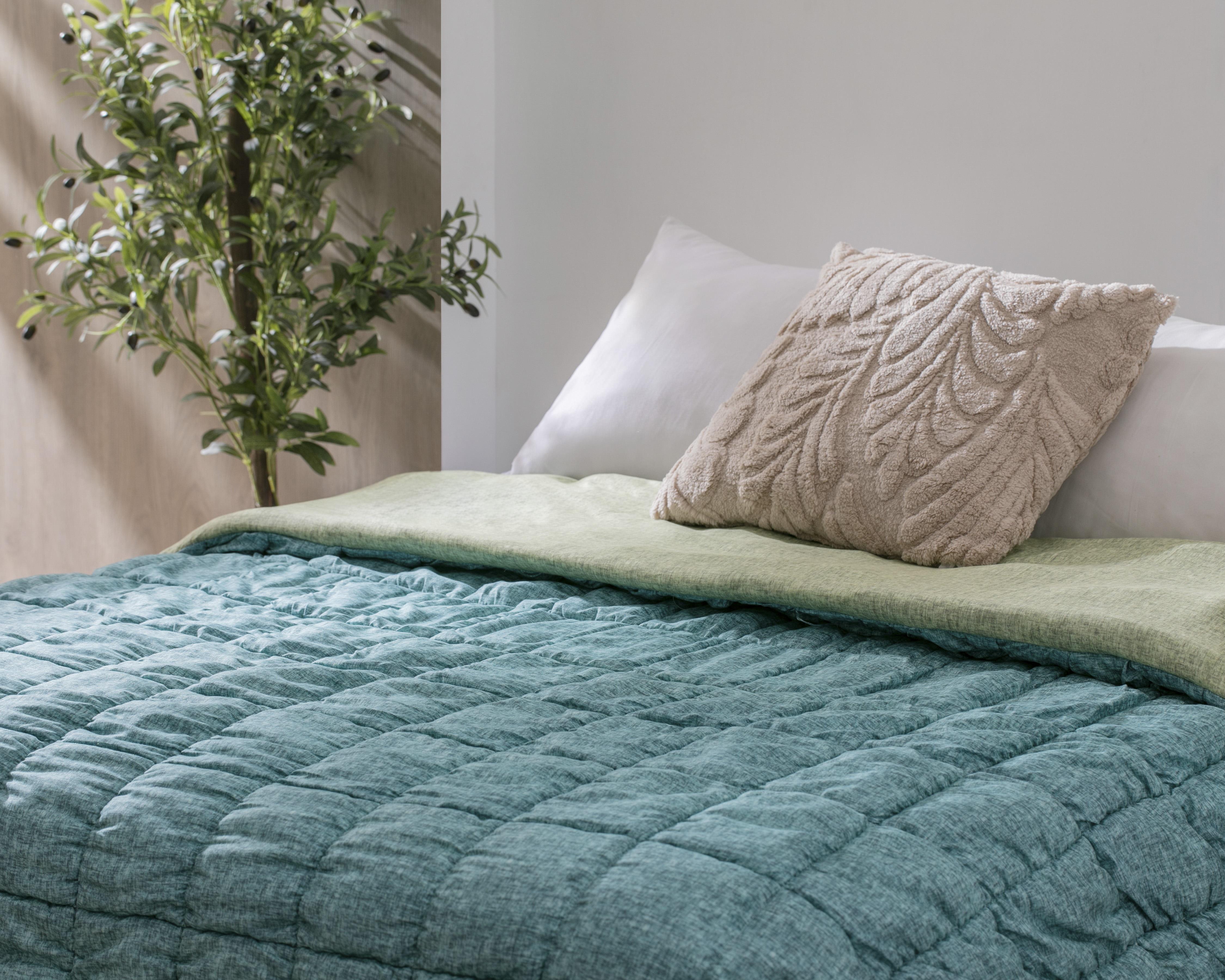 Edredón Matromonial Starhaus Super Puff Cuadros Aqua