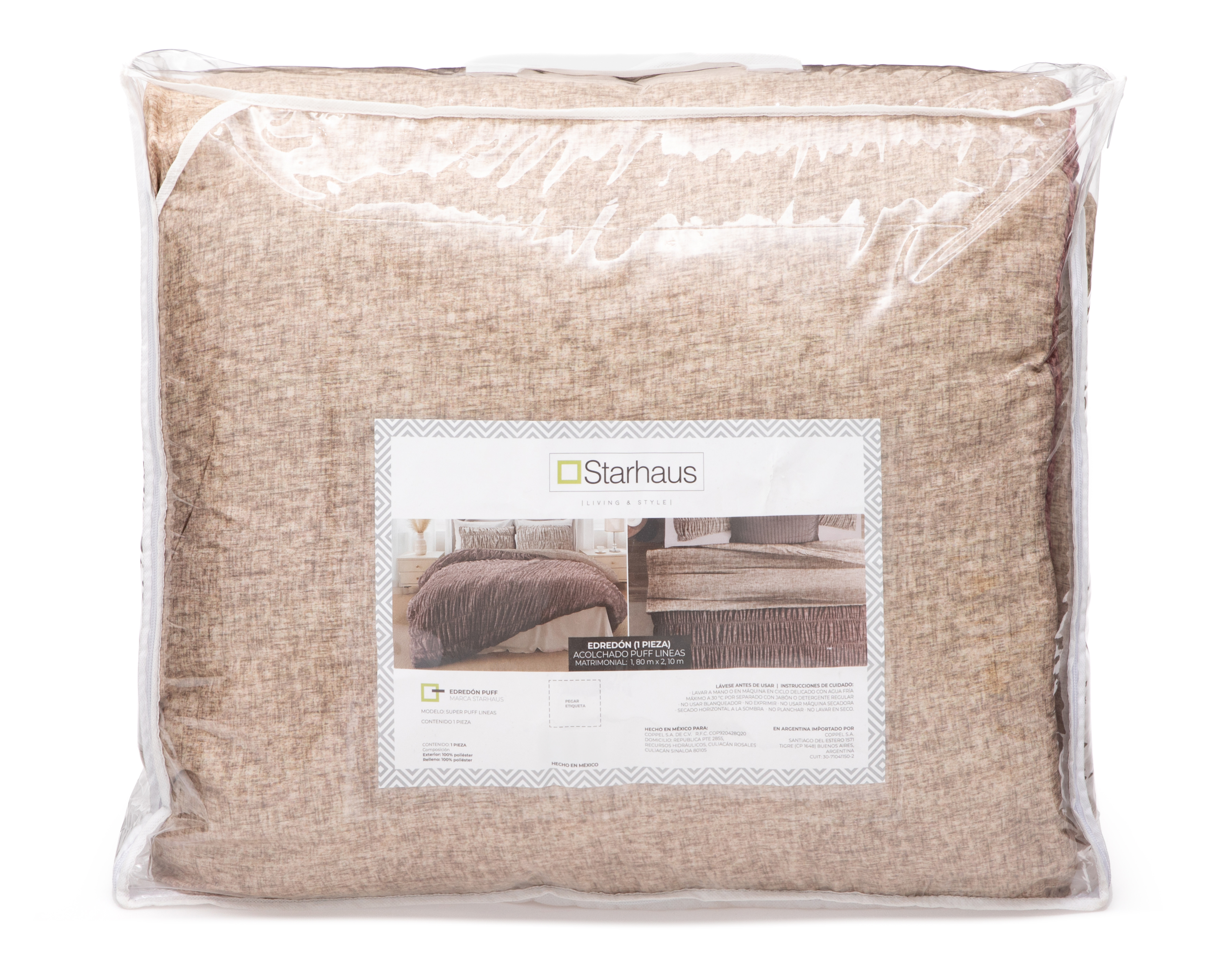 Foto 5 pulgar | Foto 4 | Edredón Matromonial Starhaus Super Puff Lineas Café