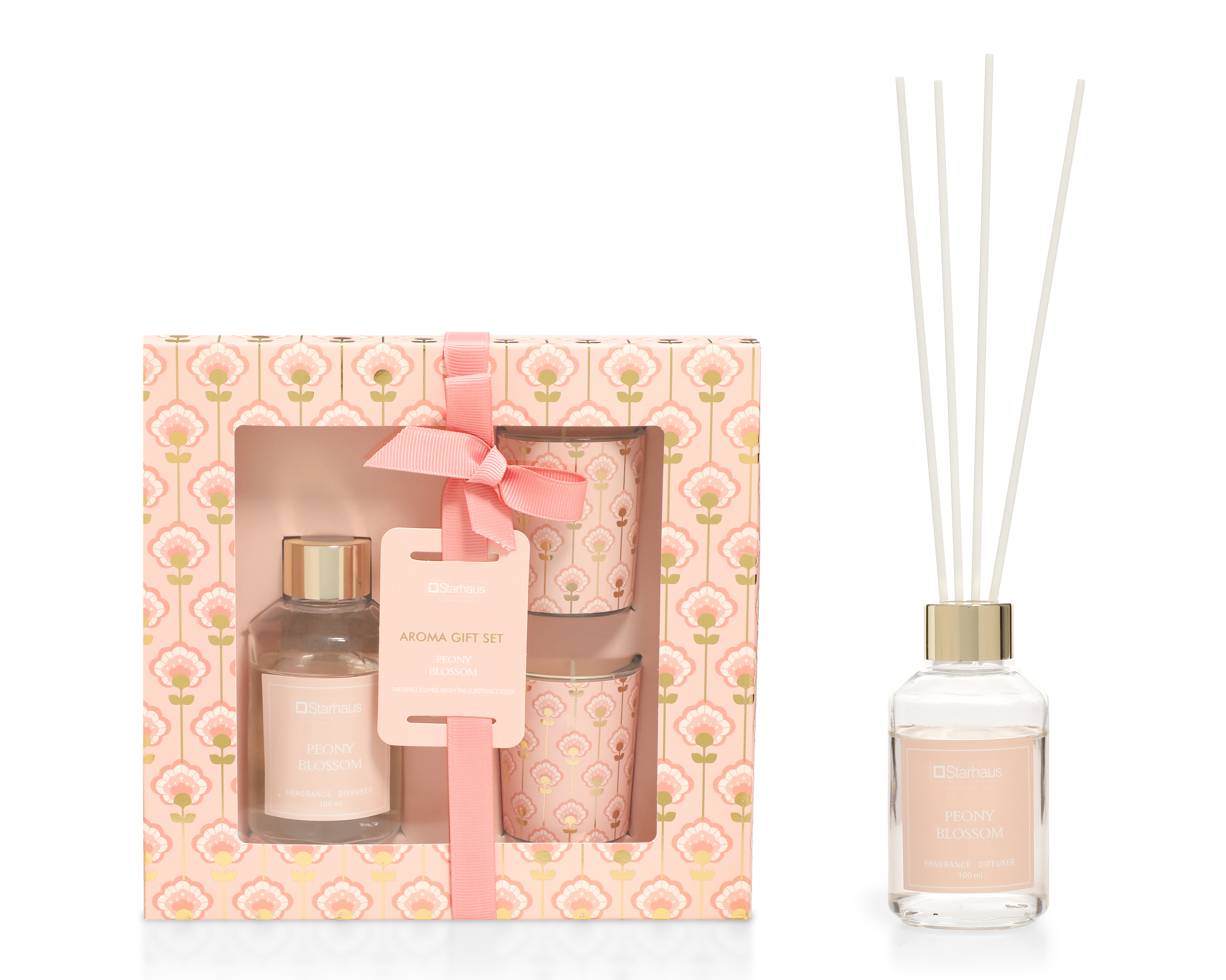 Foto 6 | Foto 6 | Set de Difusor y Vela Aromática Starhaus Flor de Peonía 3 Piezas