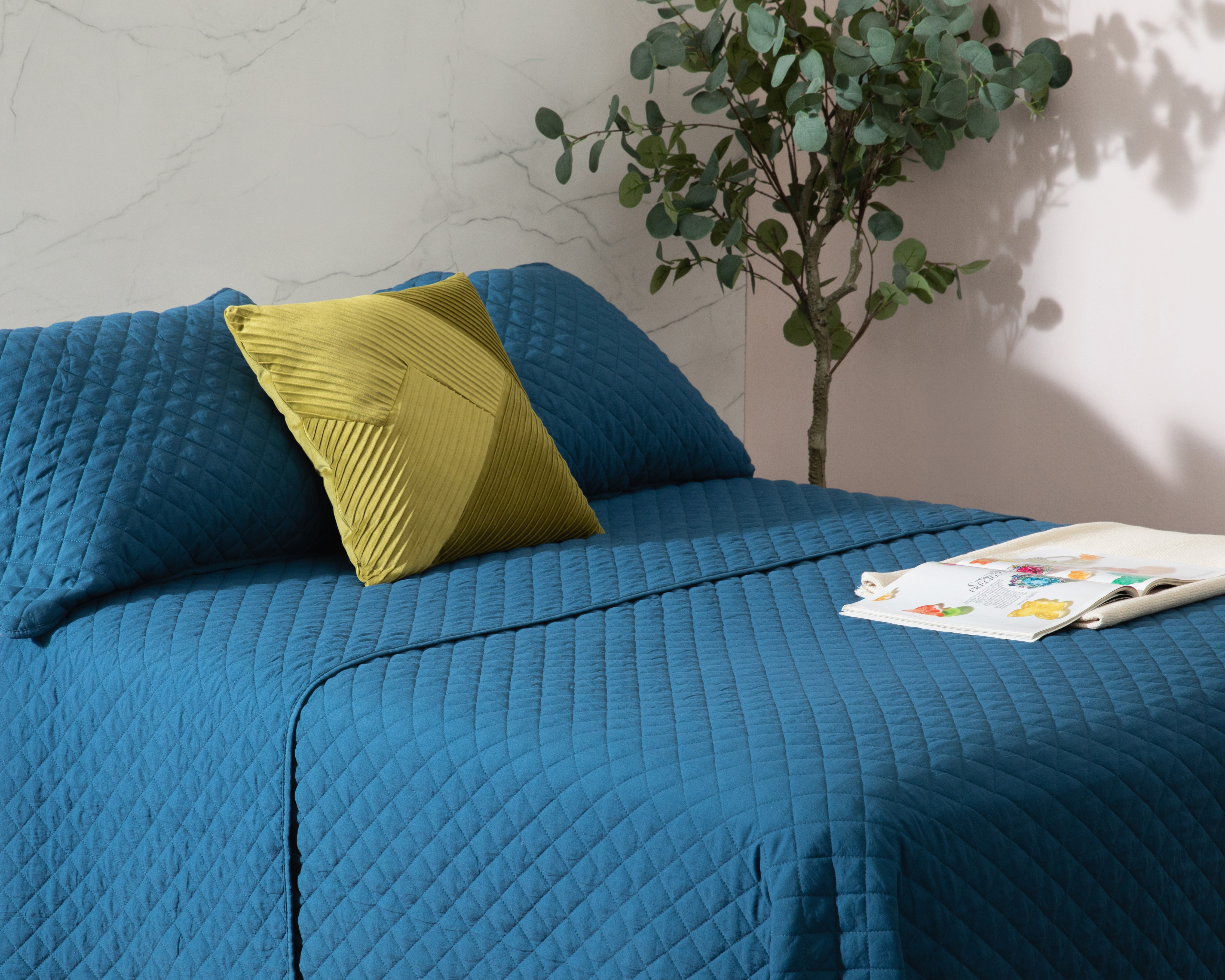 Edredón Matrimonial-Queen Size con Fundas para Almohada Starhaus Edythe Azul 3 Piezas