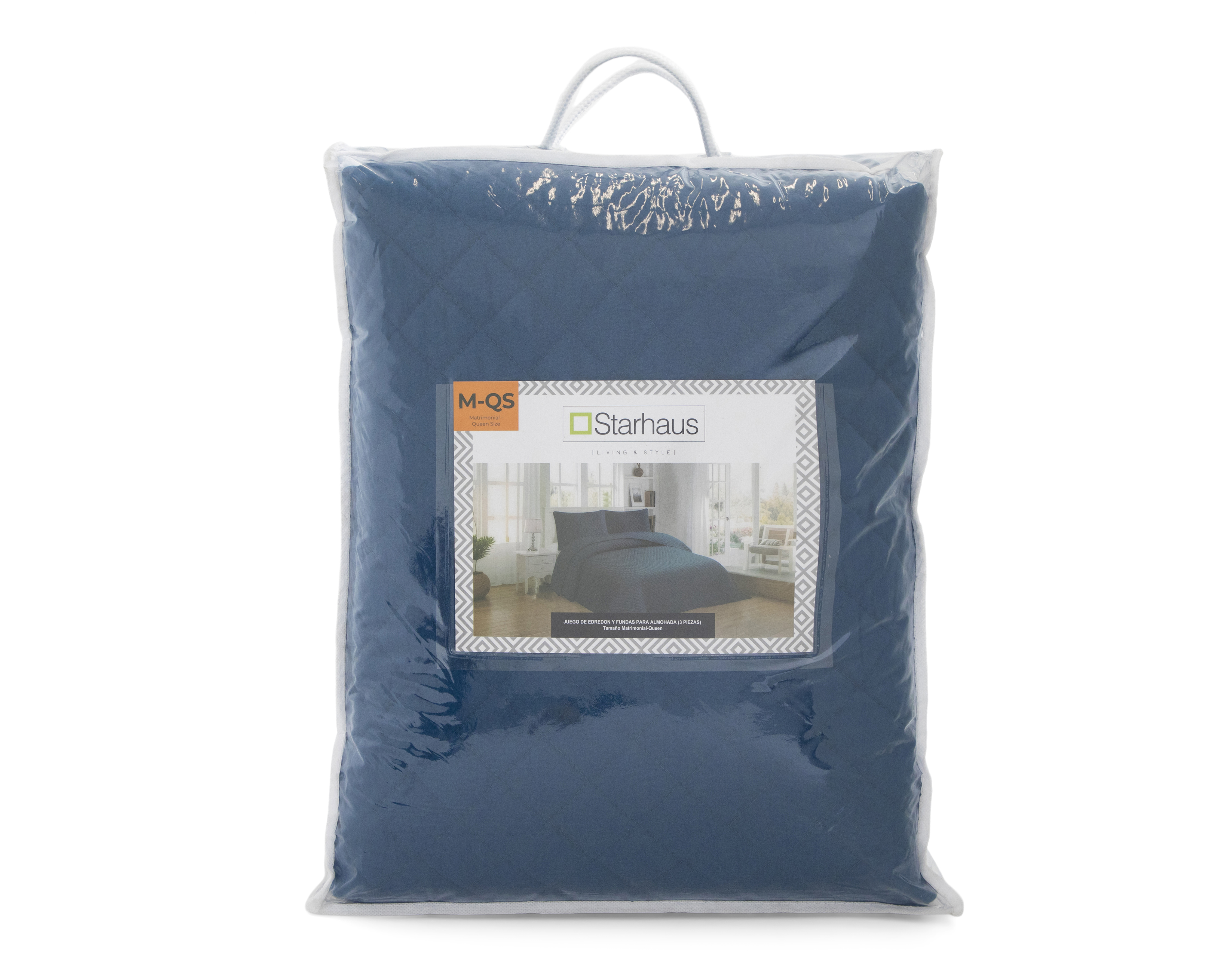 Foto 4 | Foto 4 | Edredón Matrimonial-Queen Size con Fundas para Almohada Starhaus Edythe Azul 3 Piezas