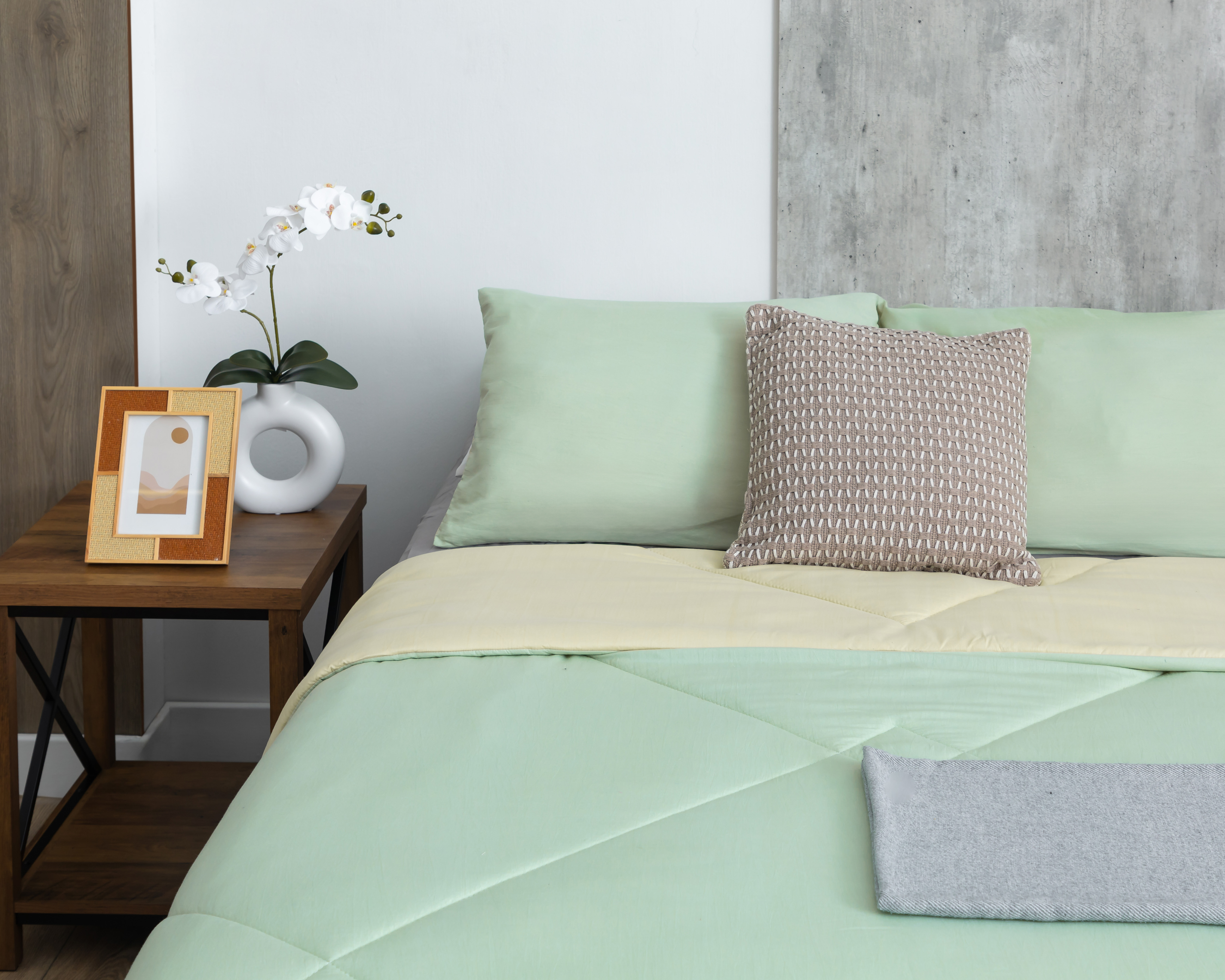 Edredón Matrimonial con Fundas para Almohada Providencia Cool Blend Verde 3 Piezas