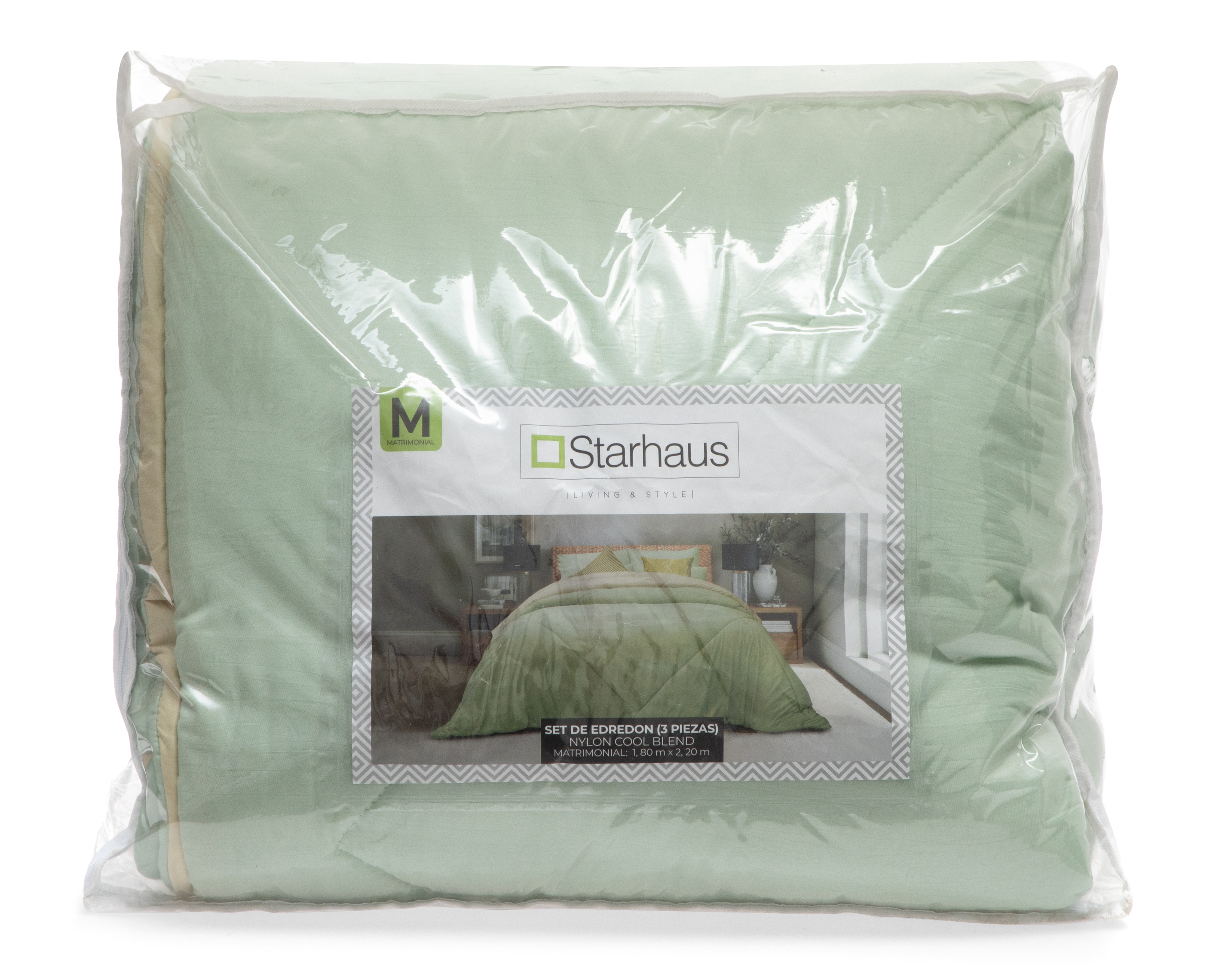 Foto 4 | Foto 4 | Edredón Matrimonial con Fundas para Almohada Providencia Cool Blend Verde 3 Piezas