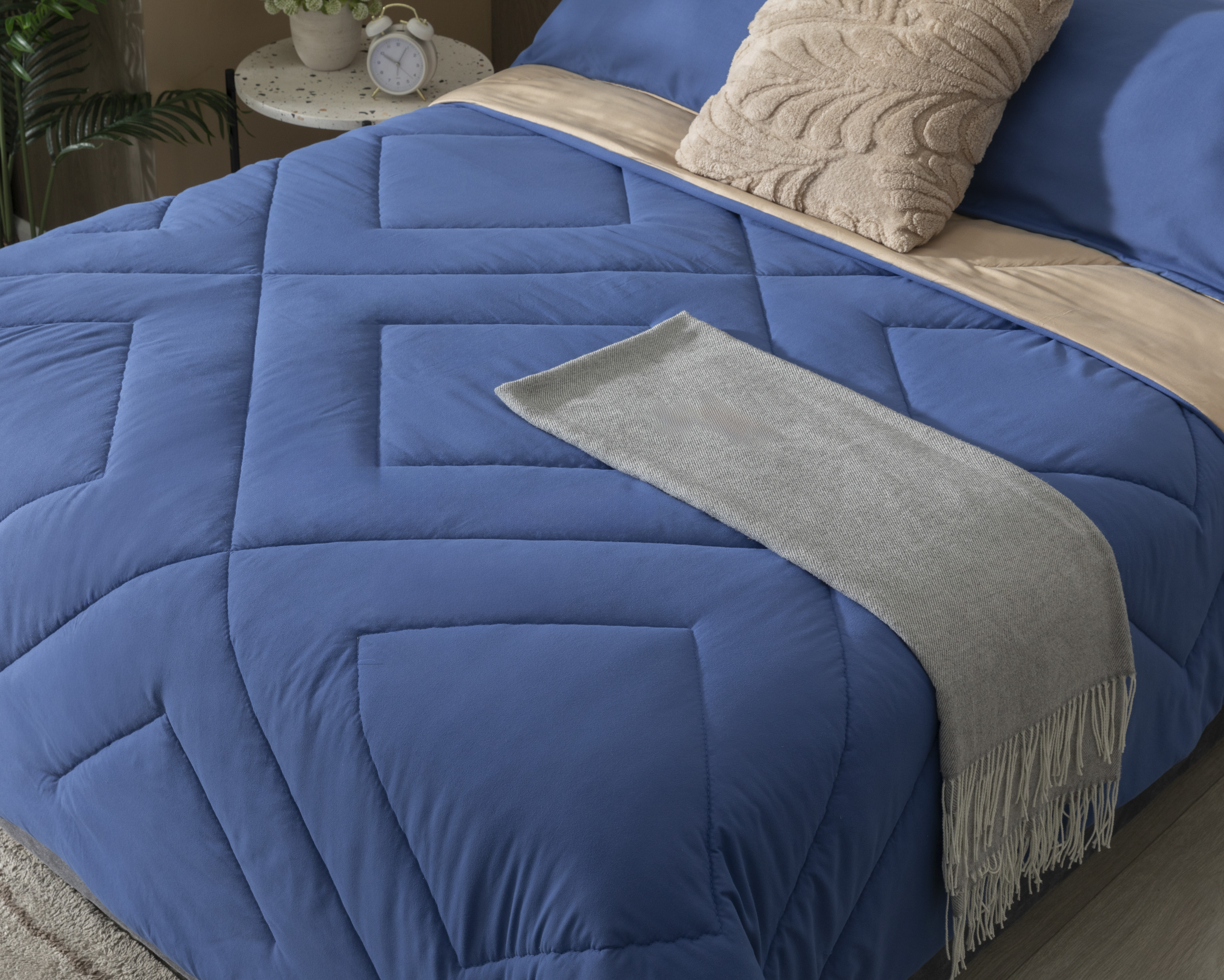Edredón Matrimonial con Fundas para Almohada Starhaus Cashmere Azul 3 Piezas