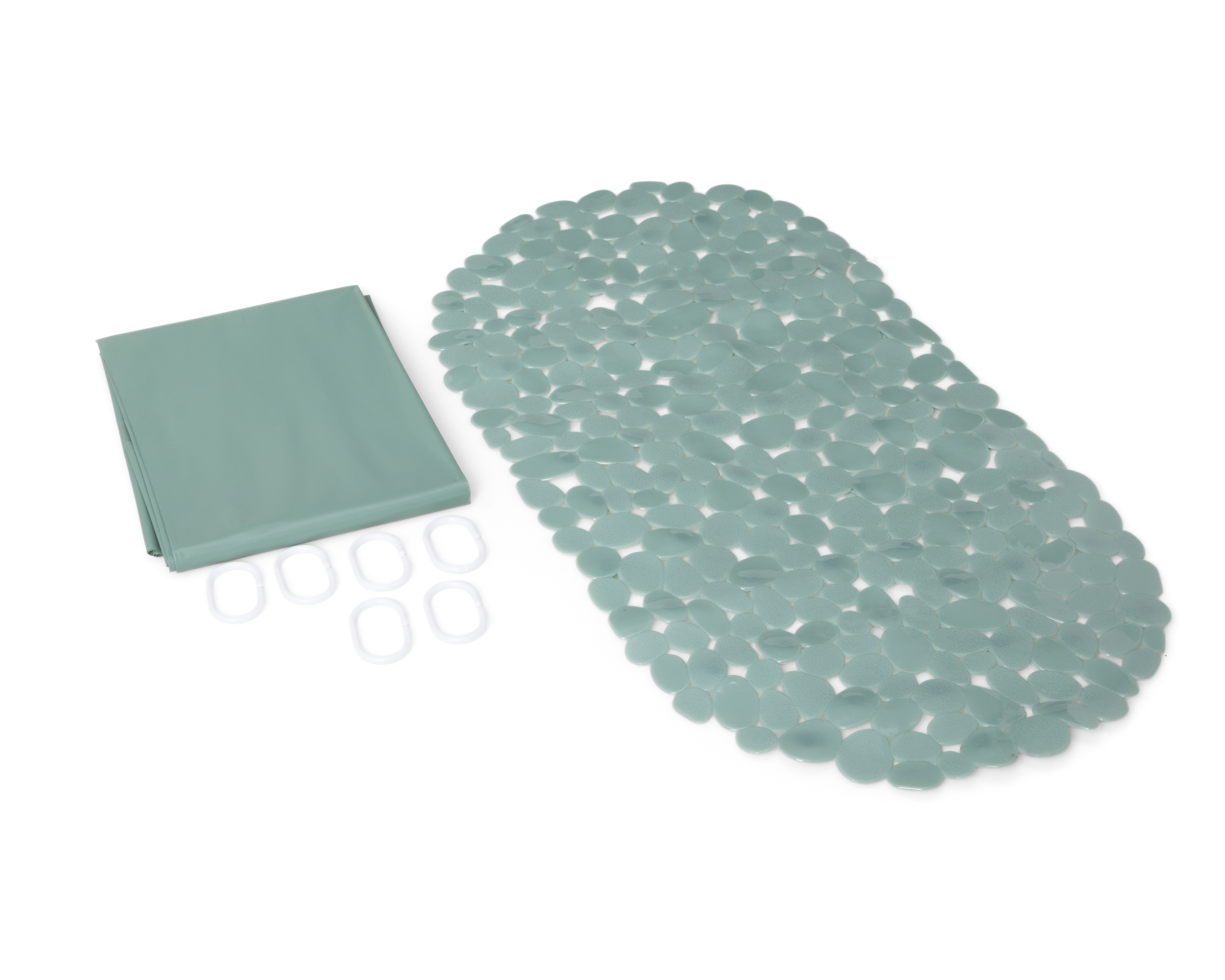 Foto 1 | Foto 1 | Cortina y Tapete de Baño Starhaus Verde 2 Piezas