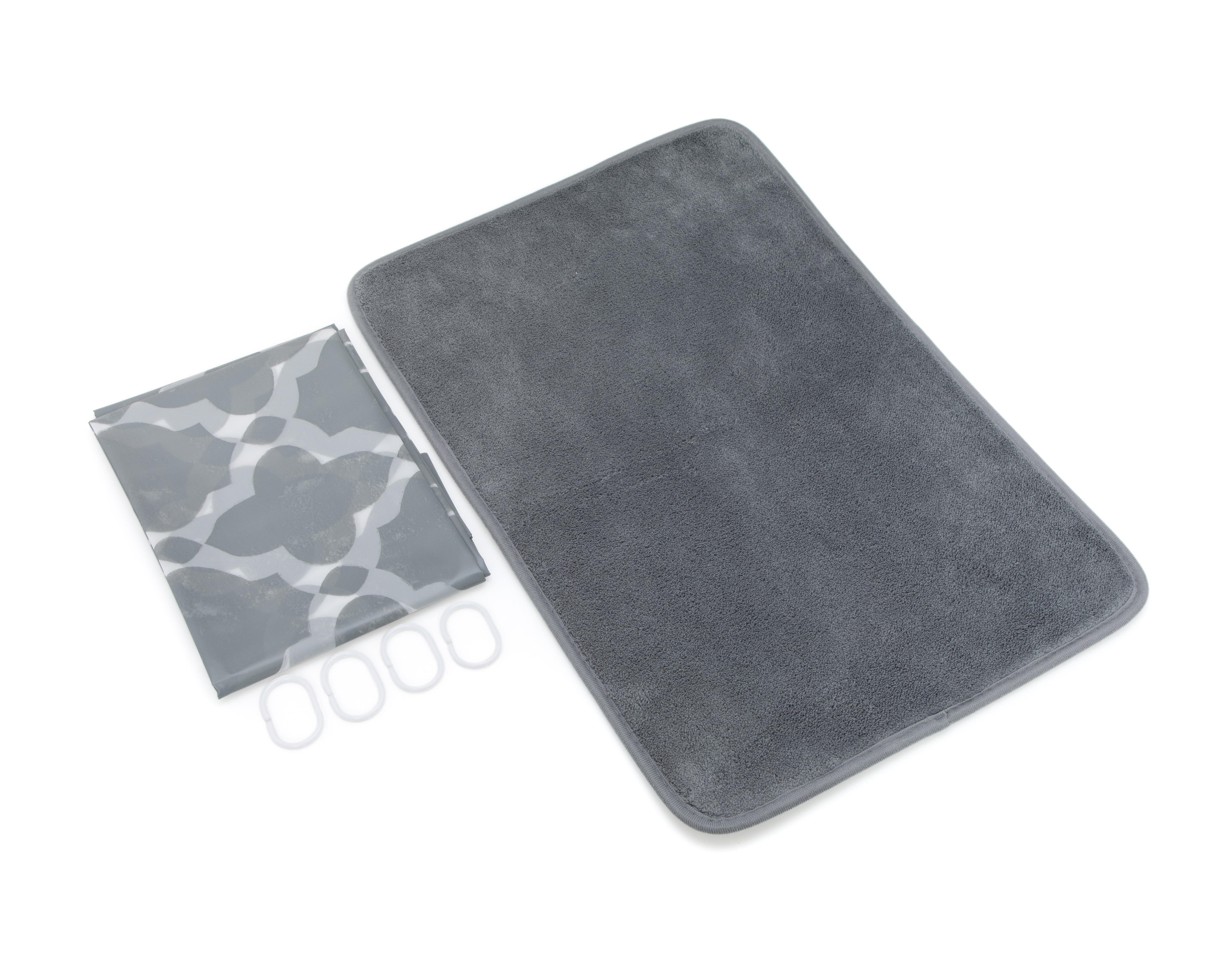 Foto 2 pulgar | Foto 1 | Cortina y Tapete para Baño Starhaus Gris 2 Piezas