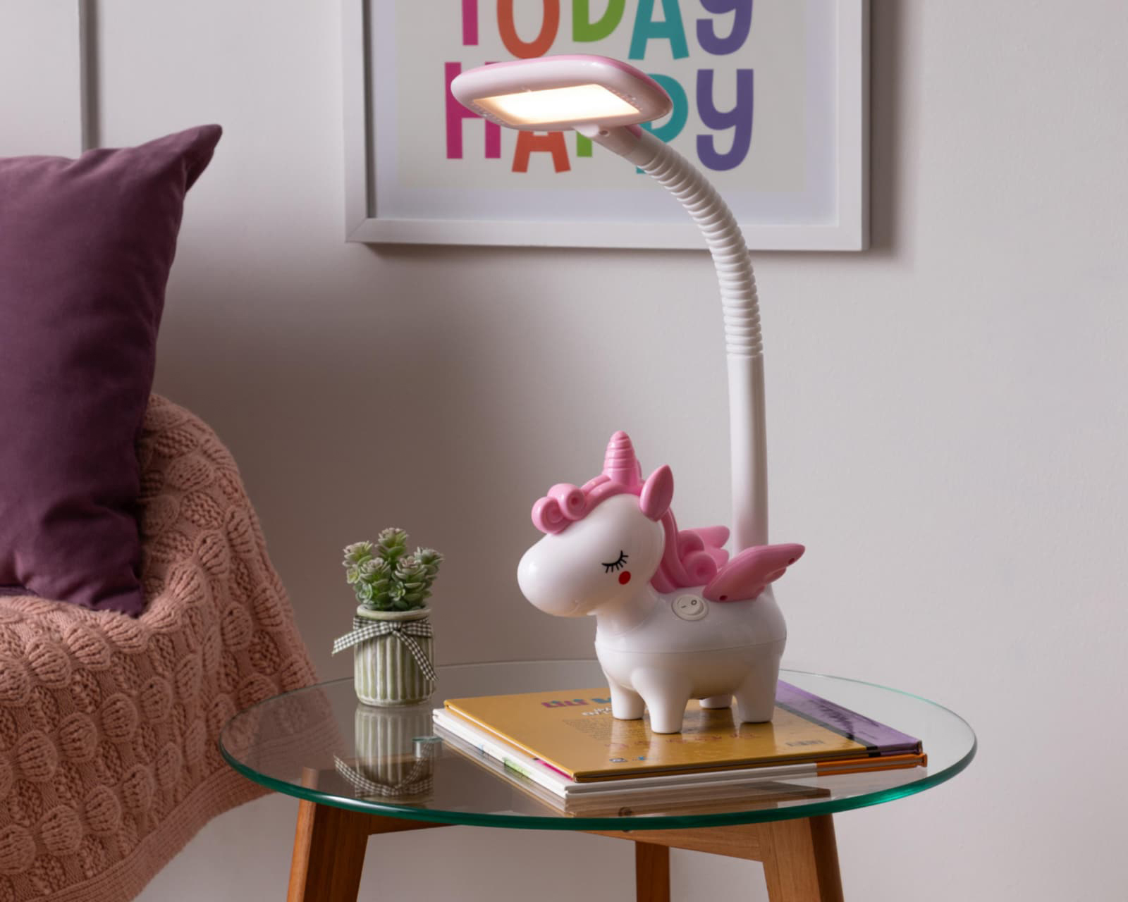 Foto 2 pulgar | Foto 1 | Lámpara de Mesa Unicornio Blanca