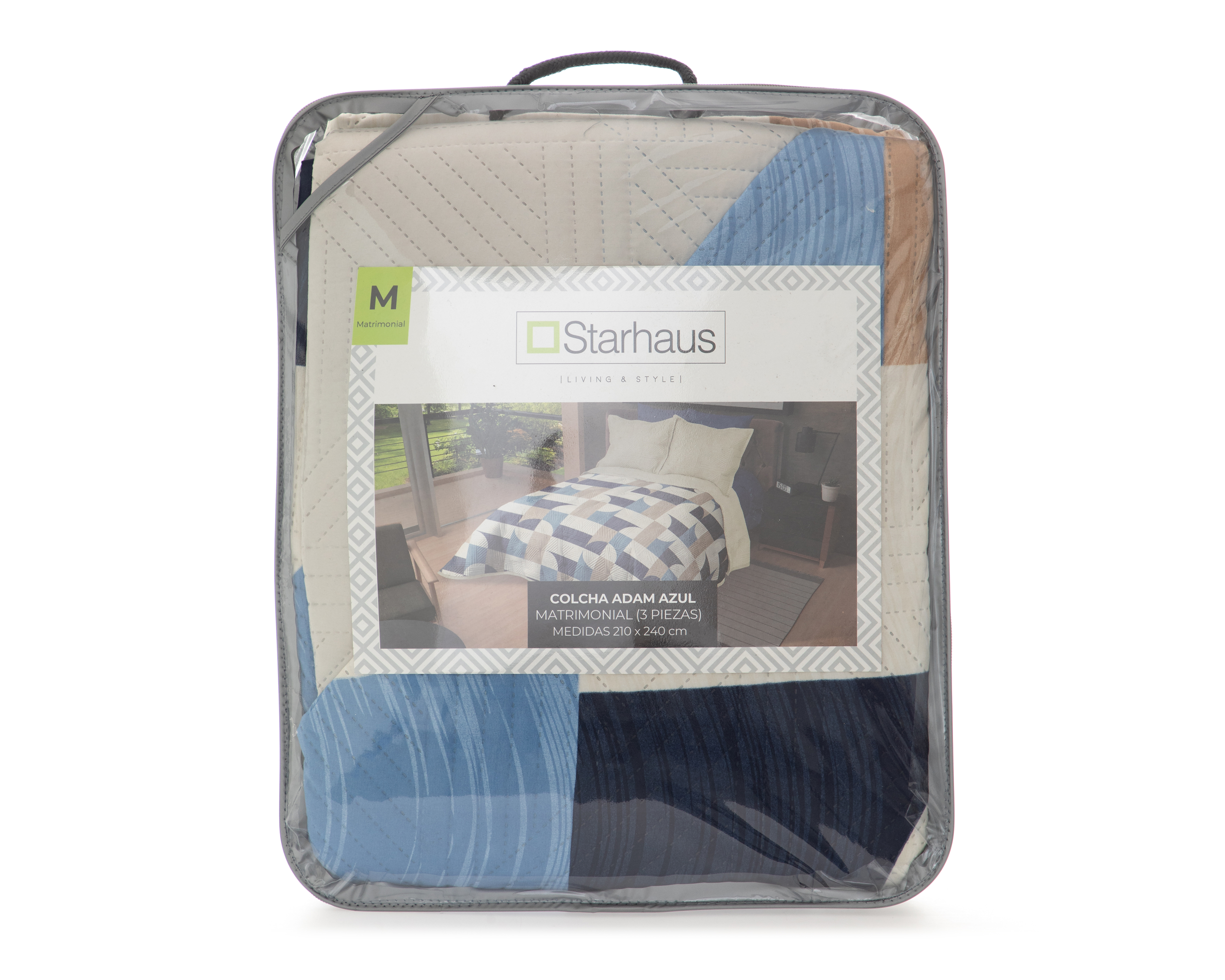 Foto 4 | Foto 4 | Colcha Matrimonial con Fundas para Almohada Starhaus Adam Multicolor 3 Piezas