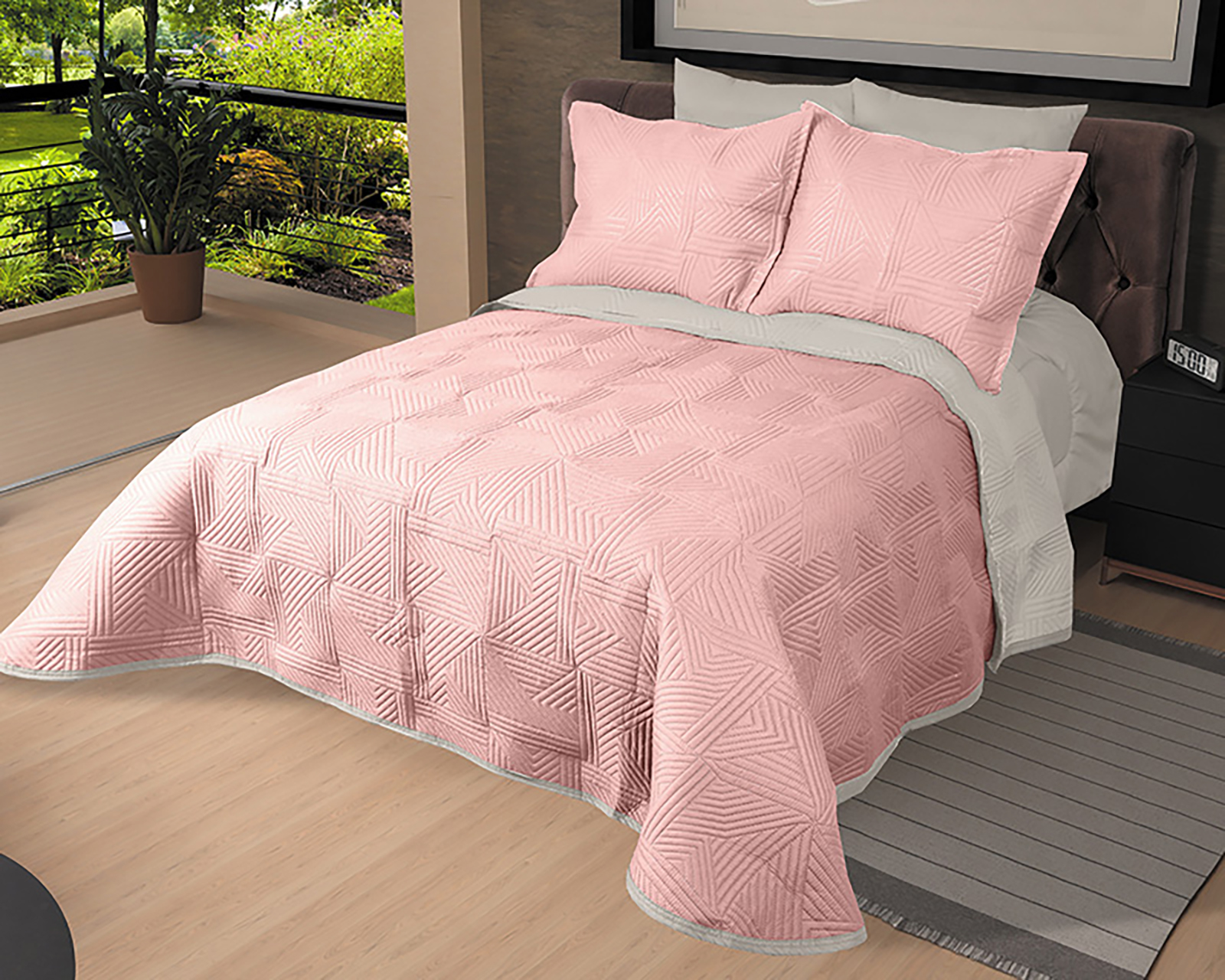 Colcha Matrimonial con Fundas para Almohada Starhaus Ena Rosa 3 Piezas