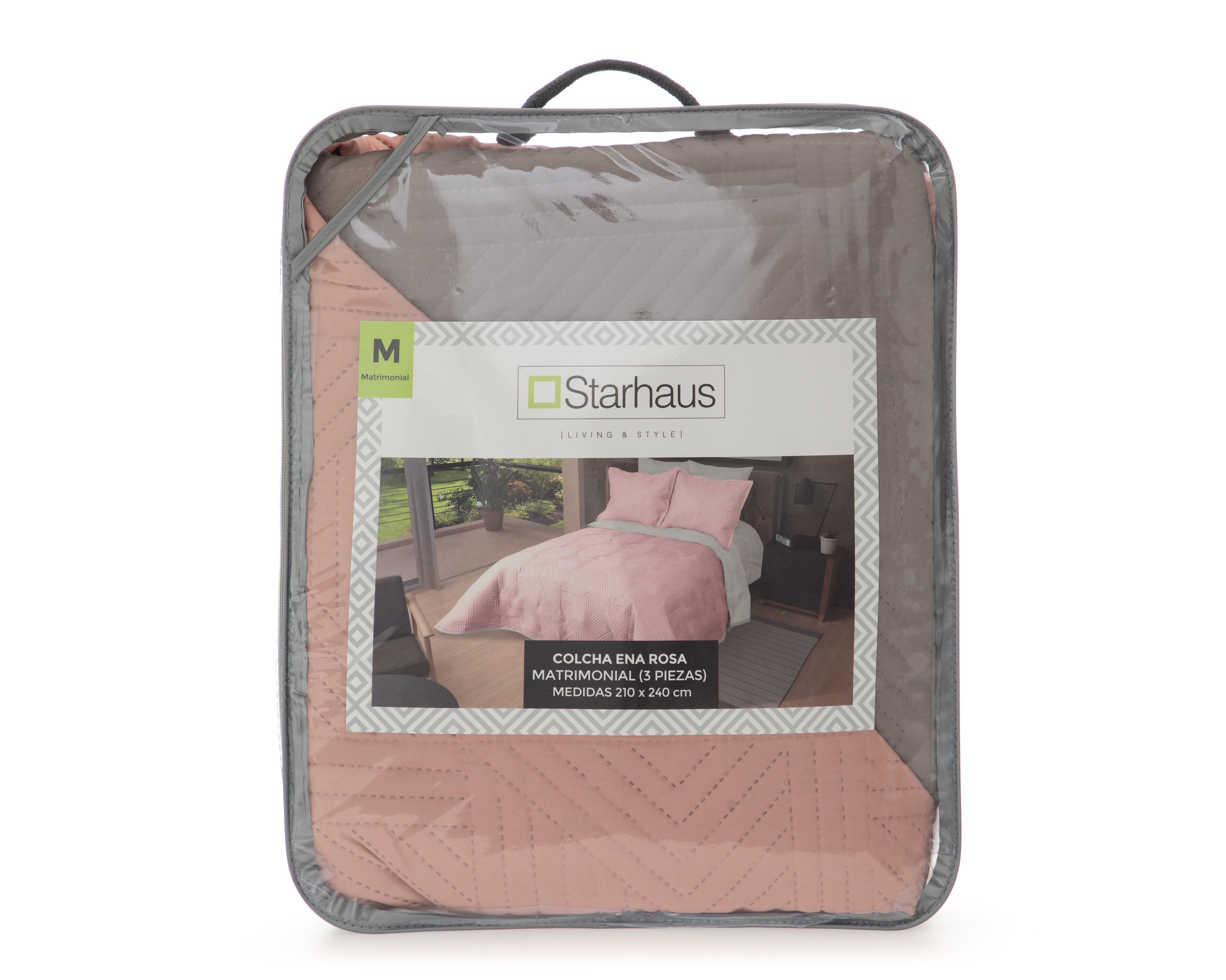 Foto 4 | Foto 4 | Colcha Matrimonial con Fundas para Almohada Starhaus Ena Rosa 3 Piezas
