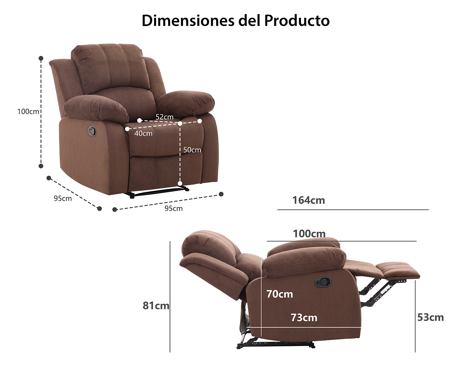 Foto 11 pulgar | Foto 10 | Sillón Reclinable Ángela Café