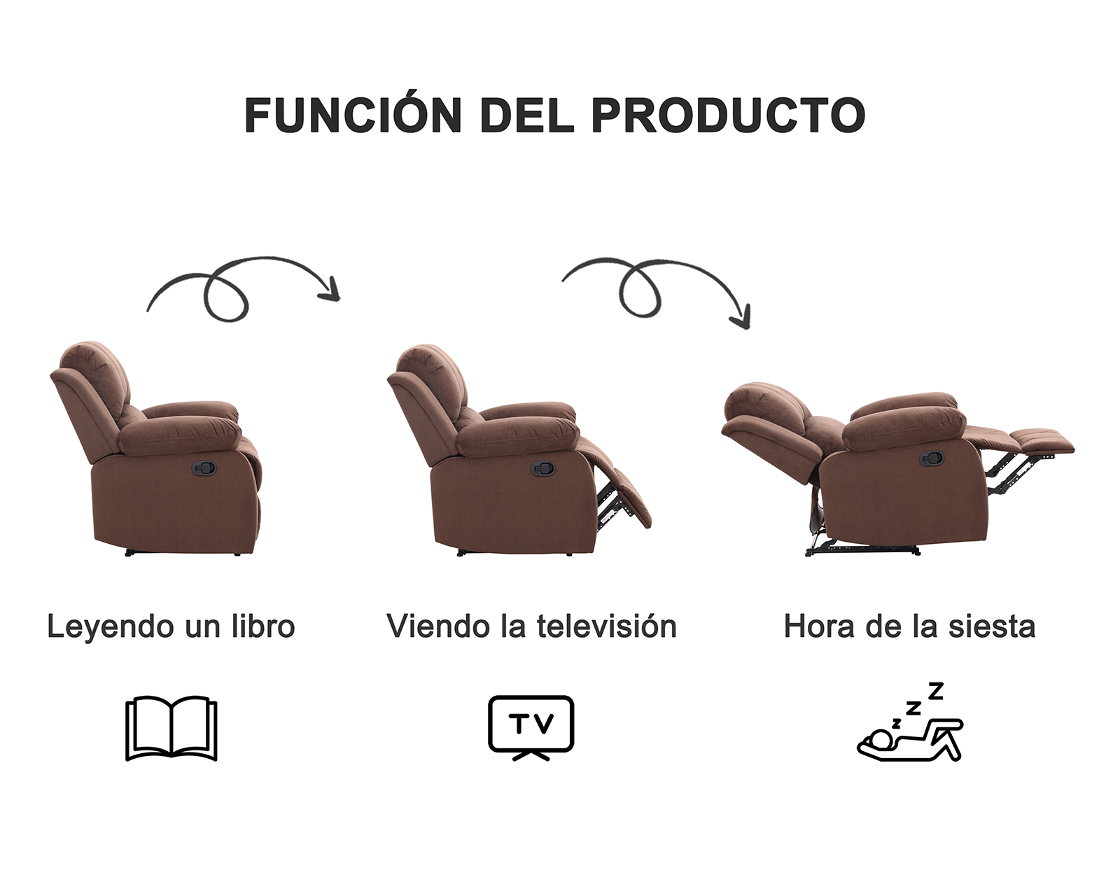 Foto 10 pulgar | Foto 9 | Sillón Reclinable Ángela Café