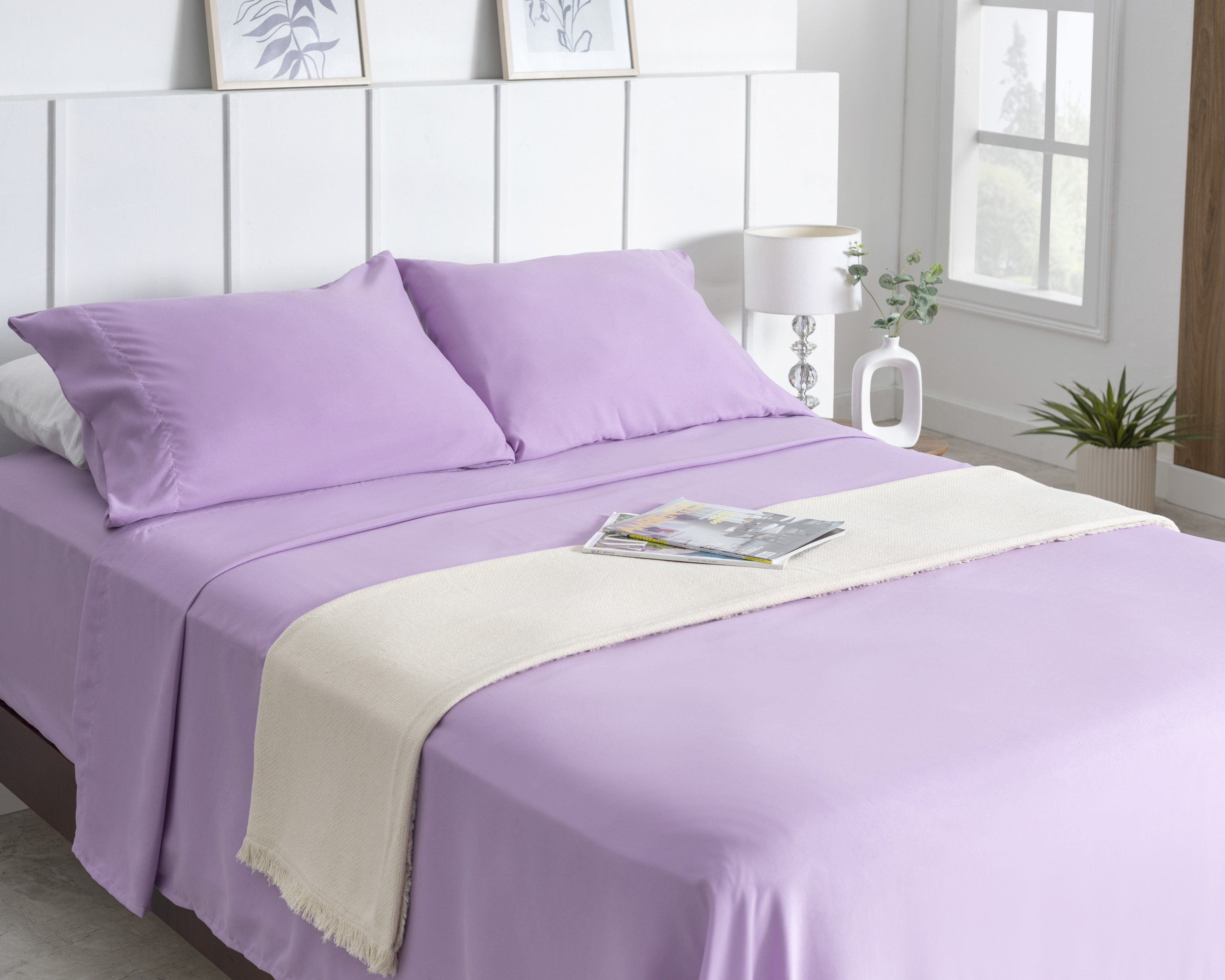 Foto 2 pulgar | Foto 1 | Sábana Matrimonial con Fundas para Almohada Starhaus María Lila 4 Piezas