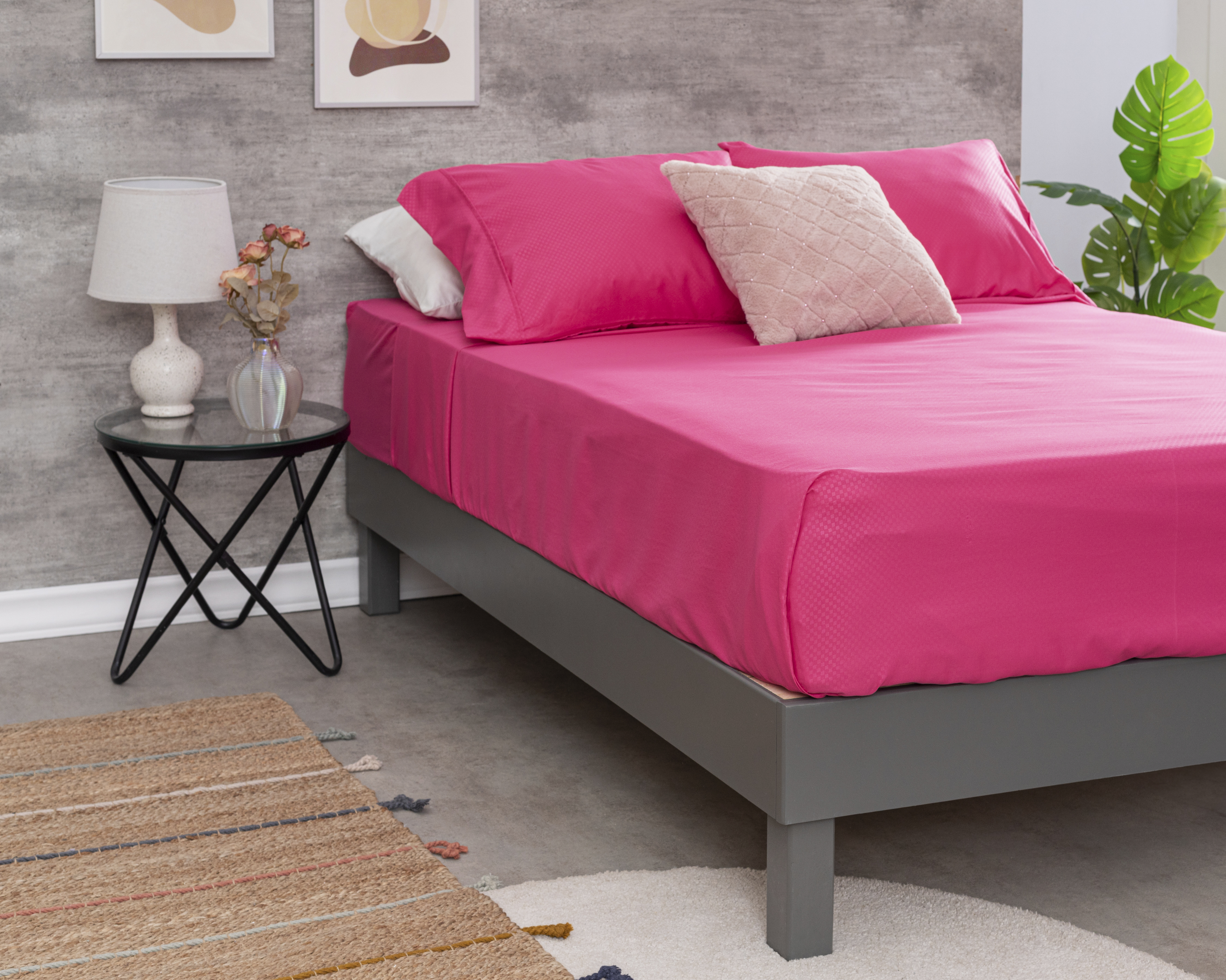 Foto 1 | Foto 1 | Sábana Matrimonial con Fundas para Almohada Starhaus Bárbara Fucsia 4 Piezas