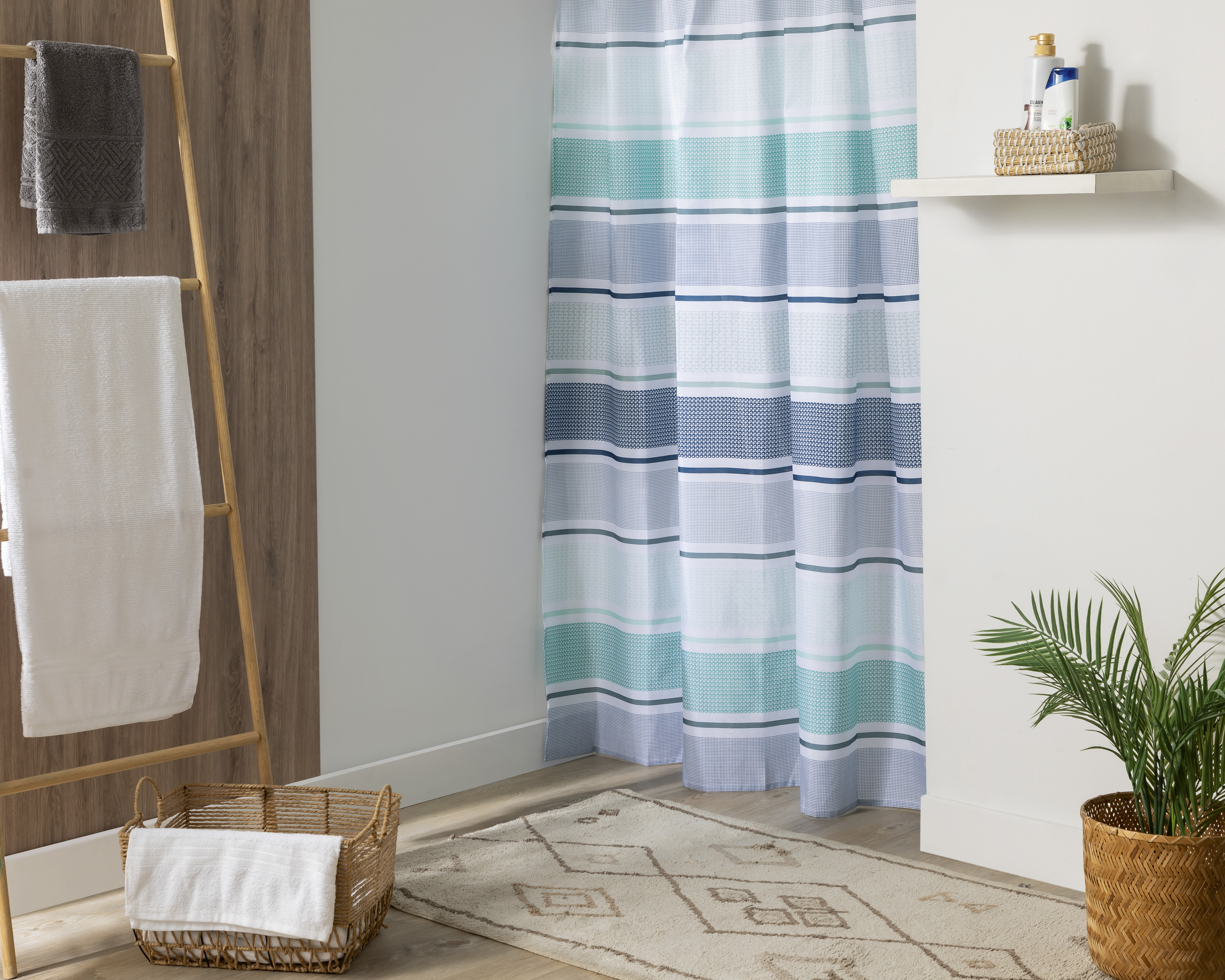 Foto 5 pulgar | Foto 4 | Cortina para Baño Starhaus Azul 178 x 183 cm