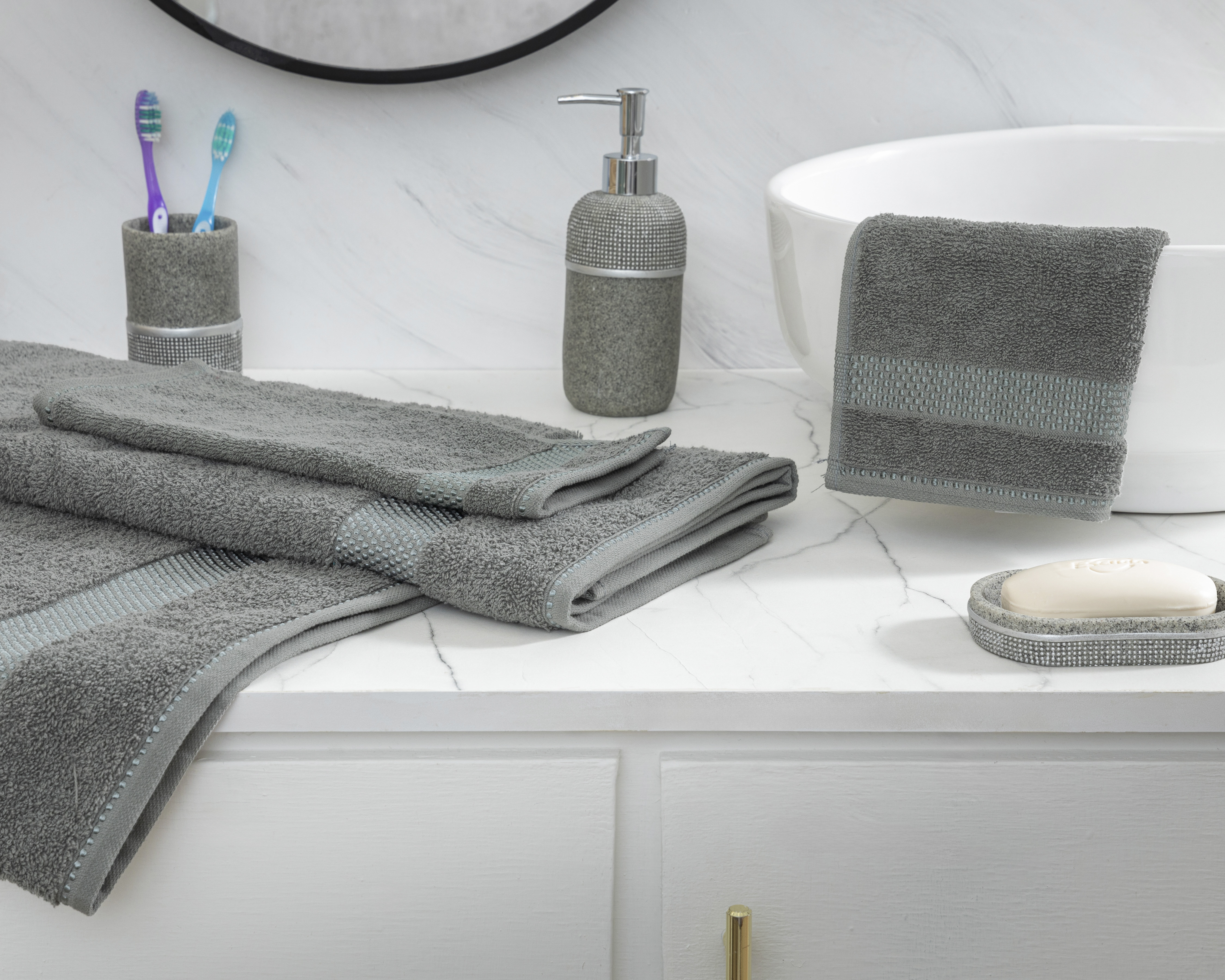 Foto 4 | Foto 4 | Toalla de Baño Starhaus Arezzo Gris de Algodón 4 Piezas