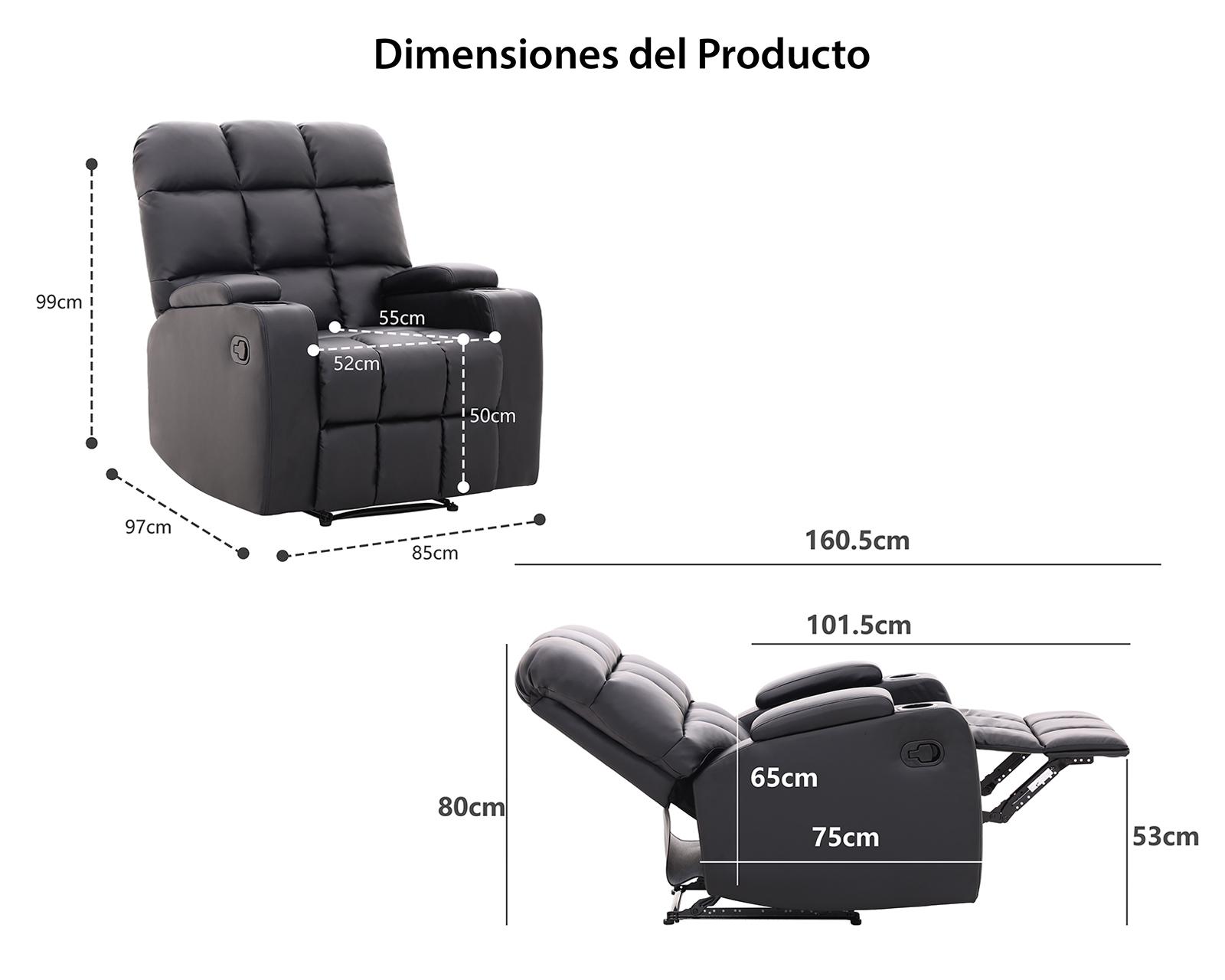 Foto 11 pulgar | Foto 10 | Sillón Reclinable Dayu Negro