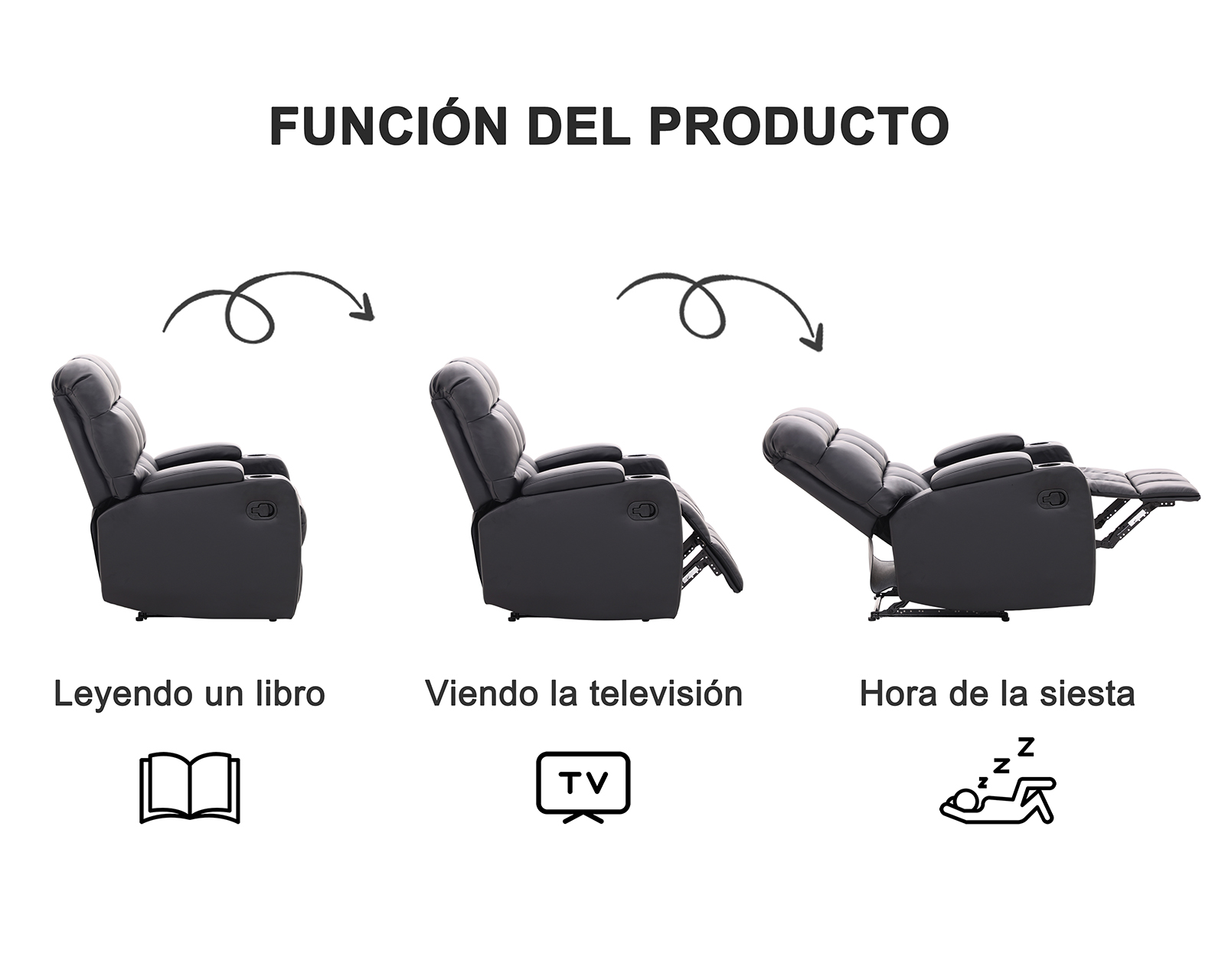Foto 10 pulgar | Foto 9 | Sillón Reclinable Dayu Negro
