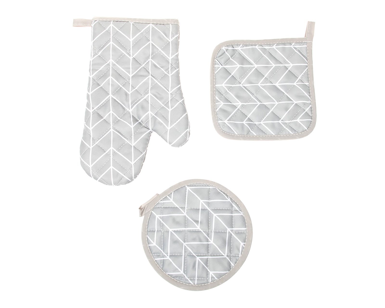 Guante y Agarradores de Cocina Dionisio Gris 3 Piezas