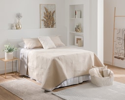 Colcha Selene Select Matrimonial Ceres Gris/Beige 3 Piezas