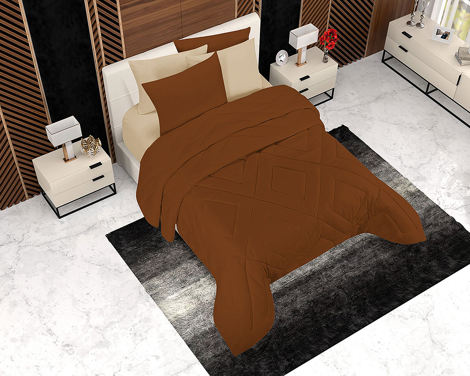 Foto 3 | Foto 3 | Edredón Providencia Matrimonial Down Baked Clay Café 3 Piezas