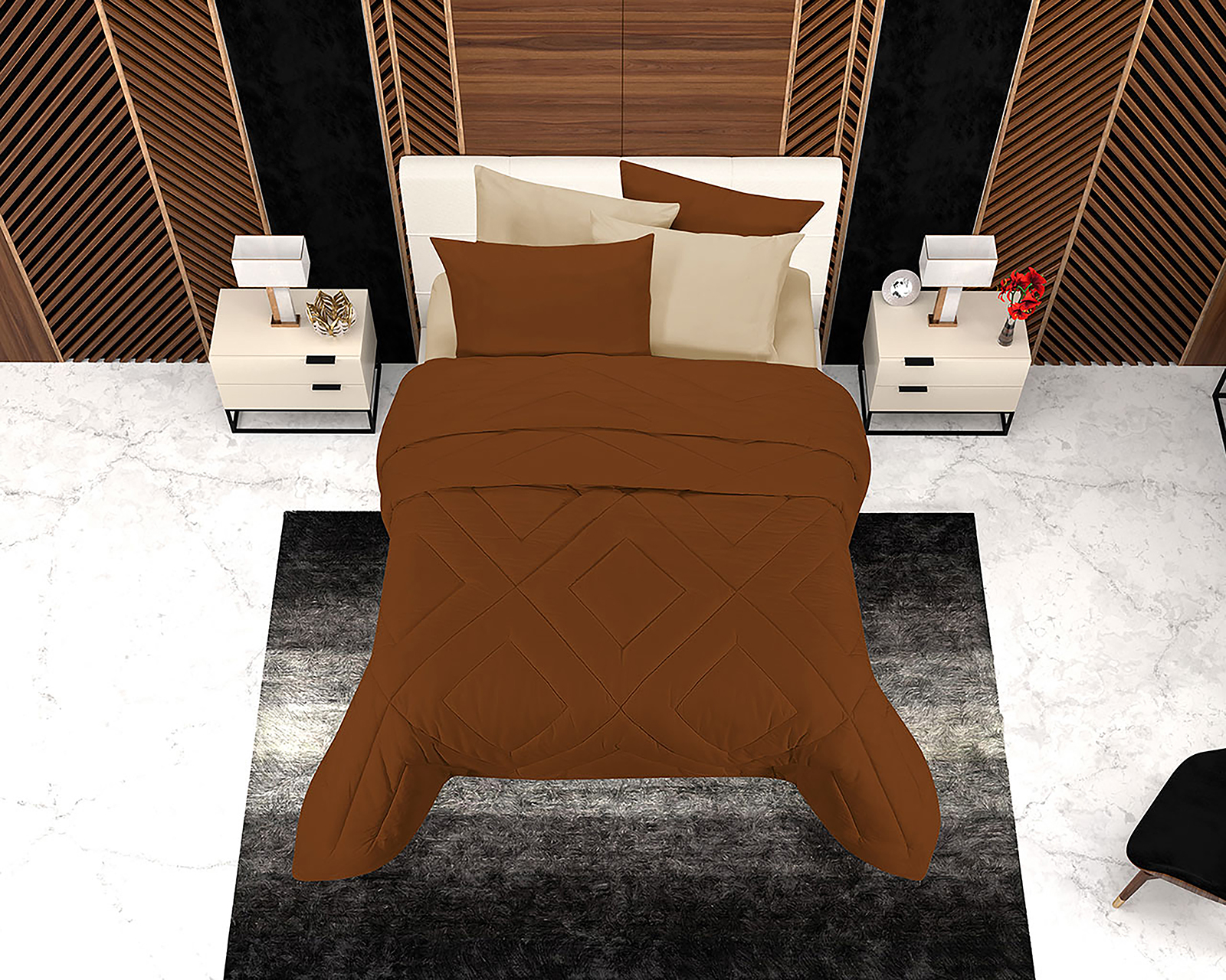 Foto 4 | Foto 4 | Edredón Providencia Matrimonial Down Baked Clay Café 3 Piezas