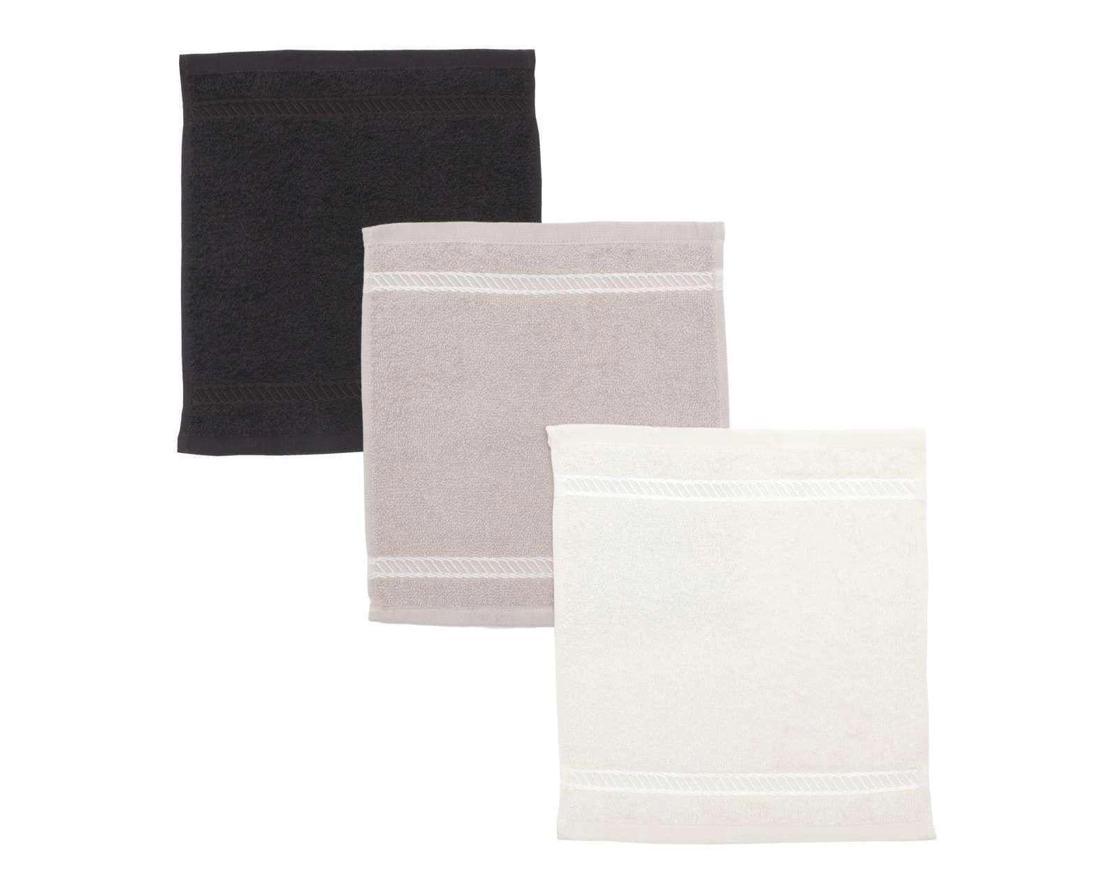 Foto 3 | Foto 3 | Toalla Facial Café/Beige/Negro 3 Piezas