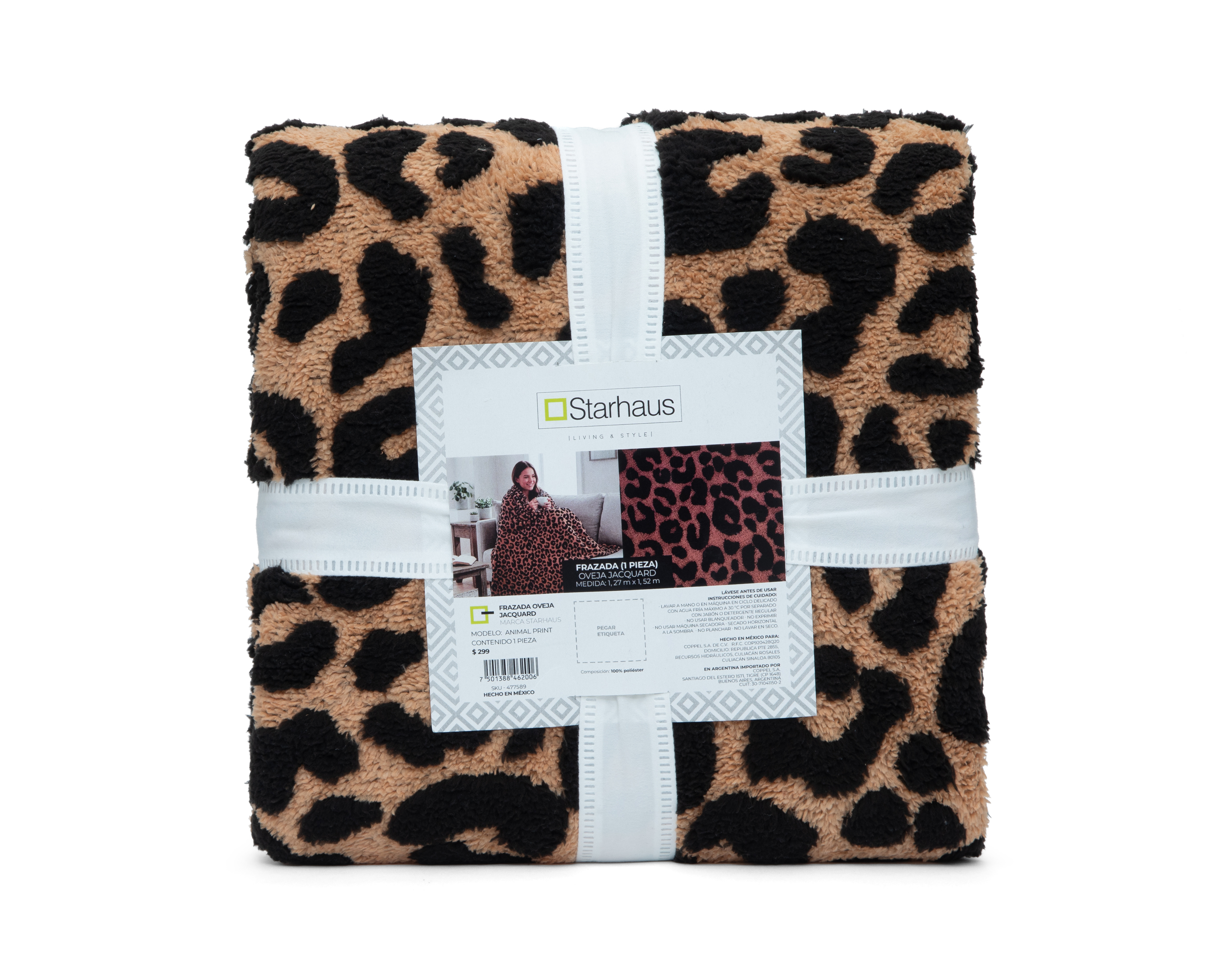 Foto 5 pulgar | Foto 4 | Frazada Starhaus Animal Print Negro y Café