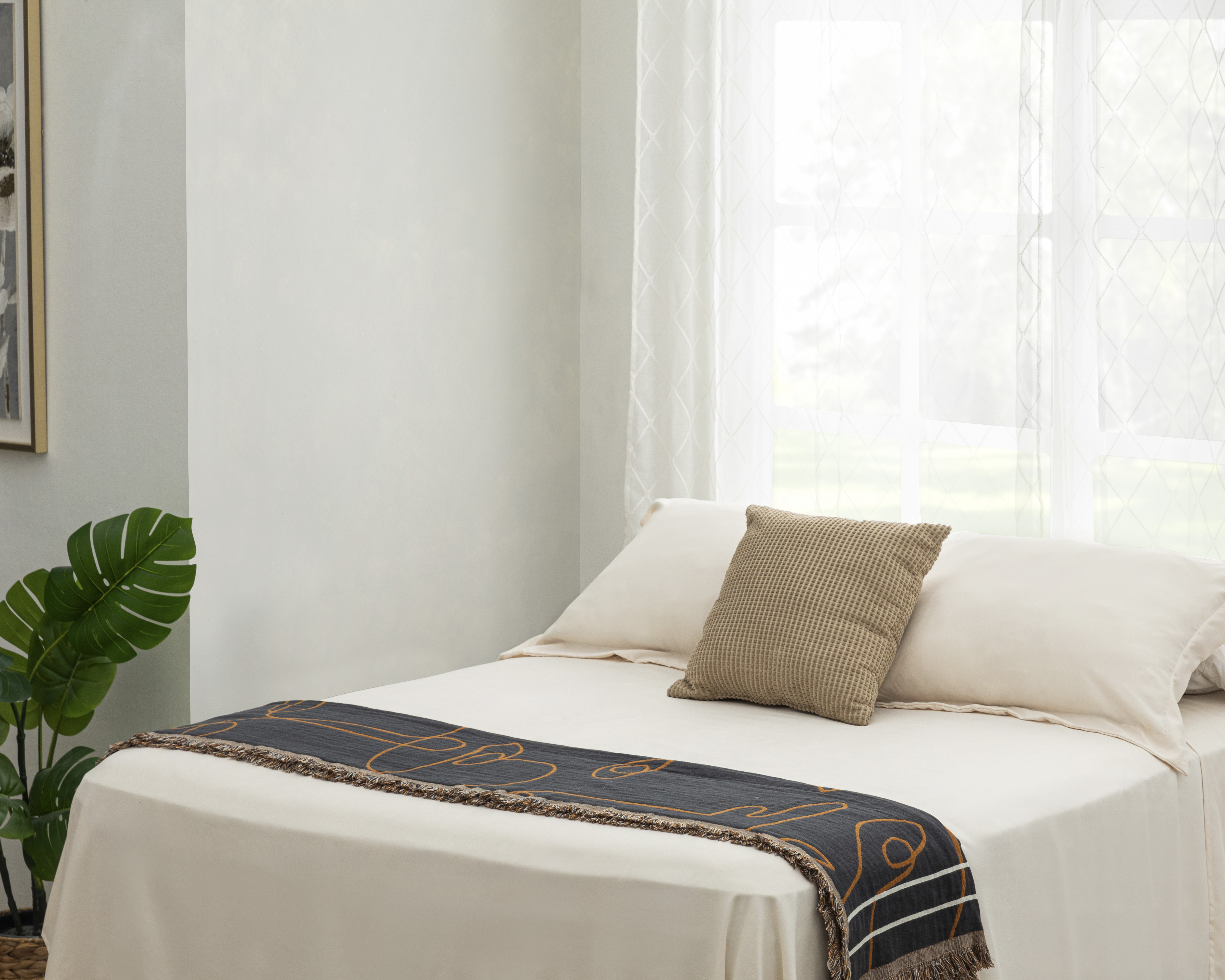 Foto 2 pulgar | Foto 1 | Sábana Matrimonial con Fundas para Almohada Starhaus Hani Beige 4 Piezas