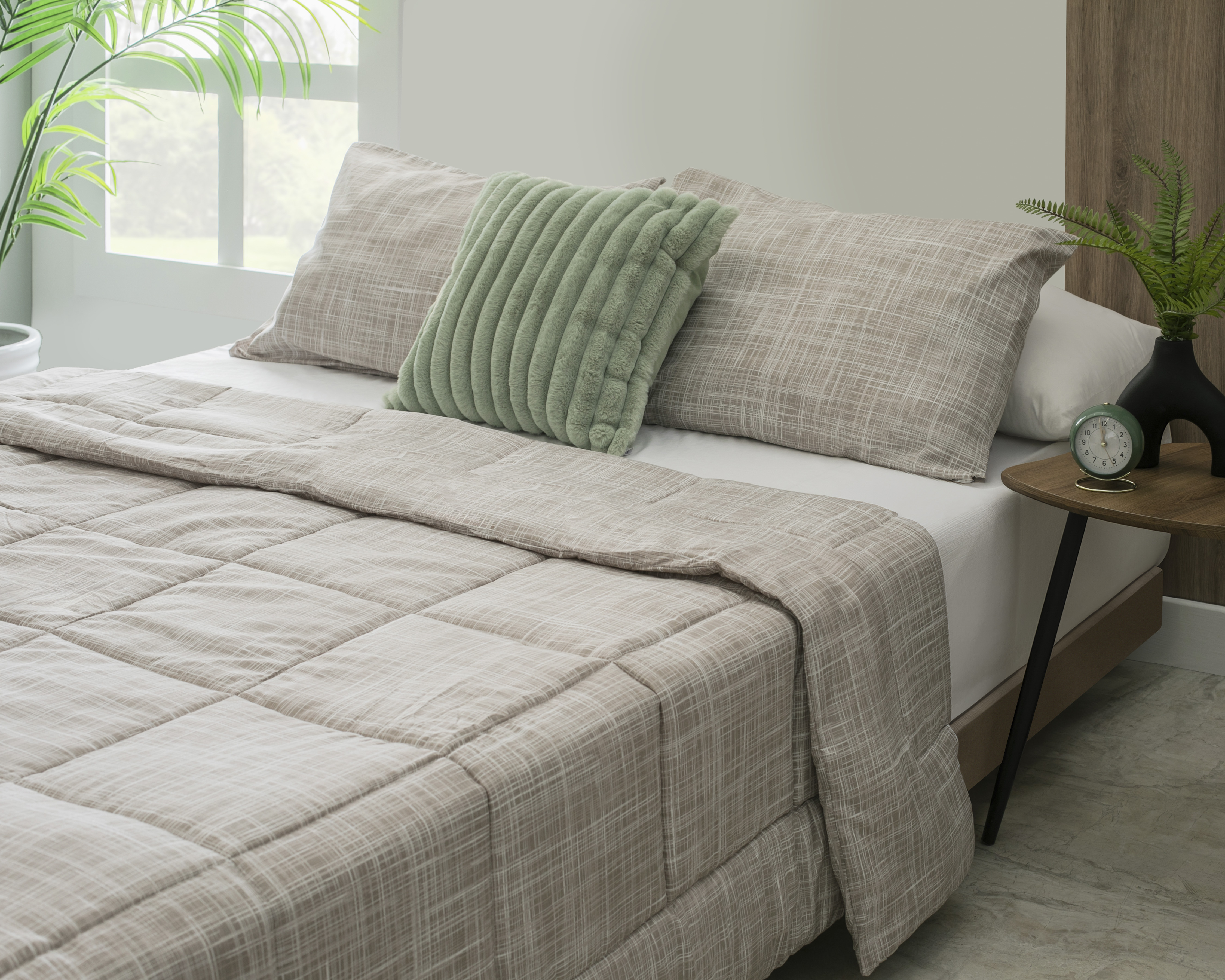 Edredón Matrimonial Starhaus Linus Beige 3 Piezas