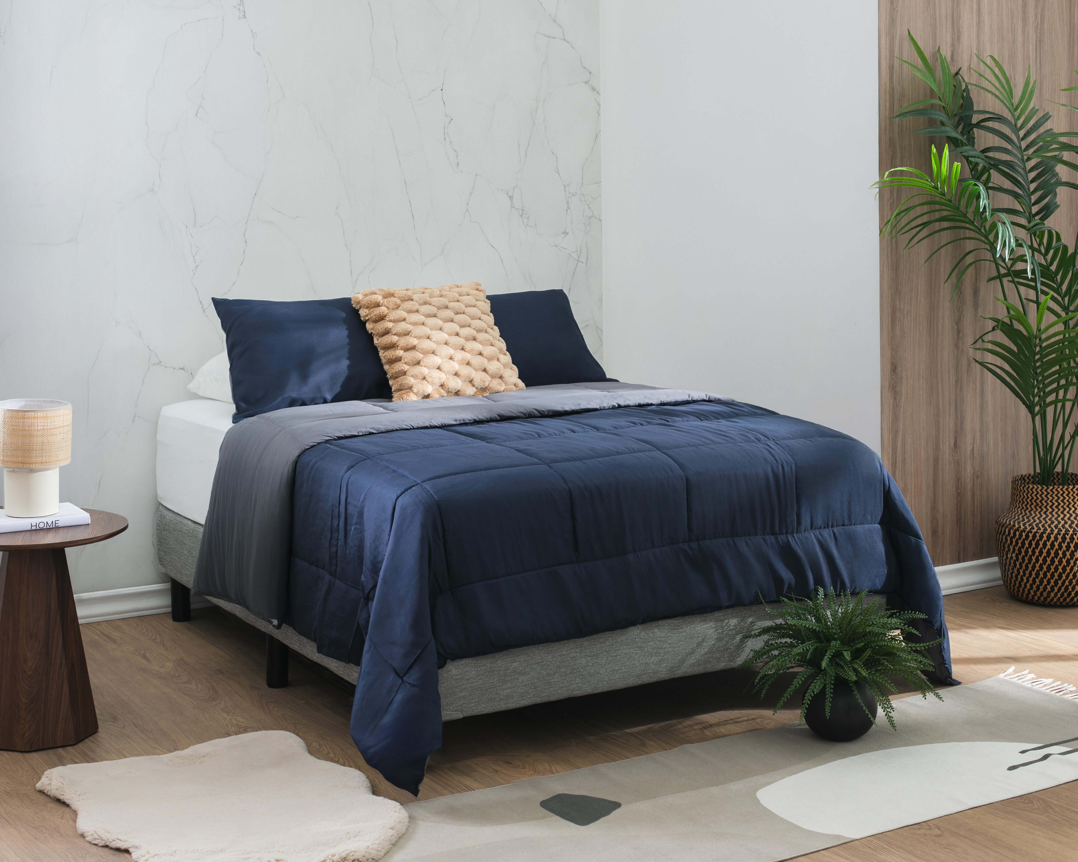 Foto 2 pulgar | Foto 1 | Edredón Matrimonial Starhaus Alberto Gris 3 Piezas