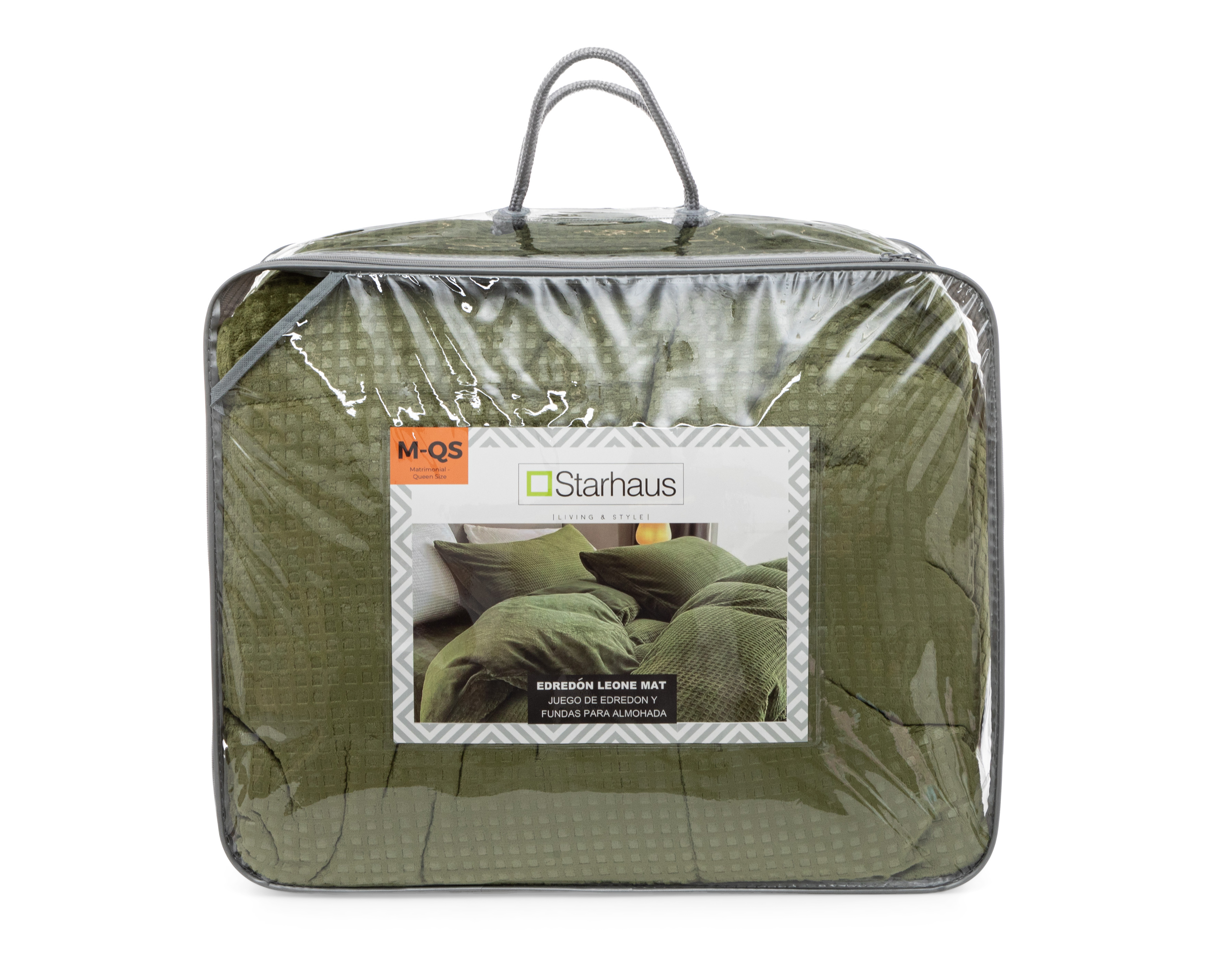 Foto 4 | Foto 4 | Cobertor Matri Queen Size Starhaus Leone Verde 3 Piezas