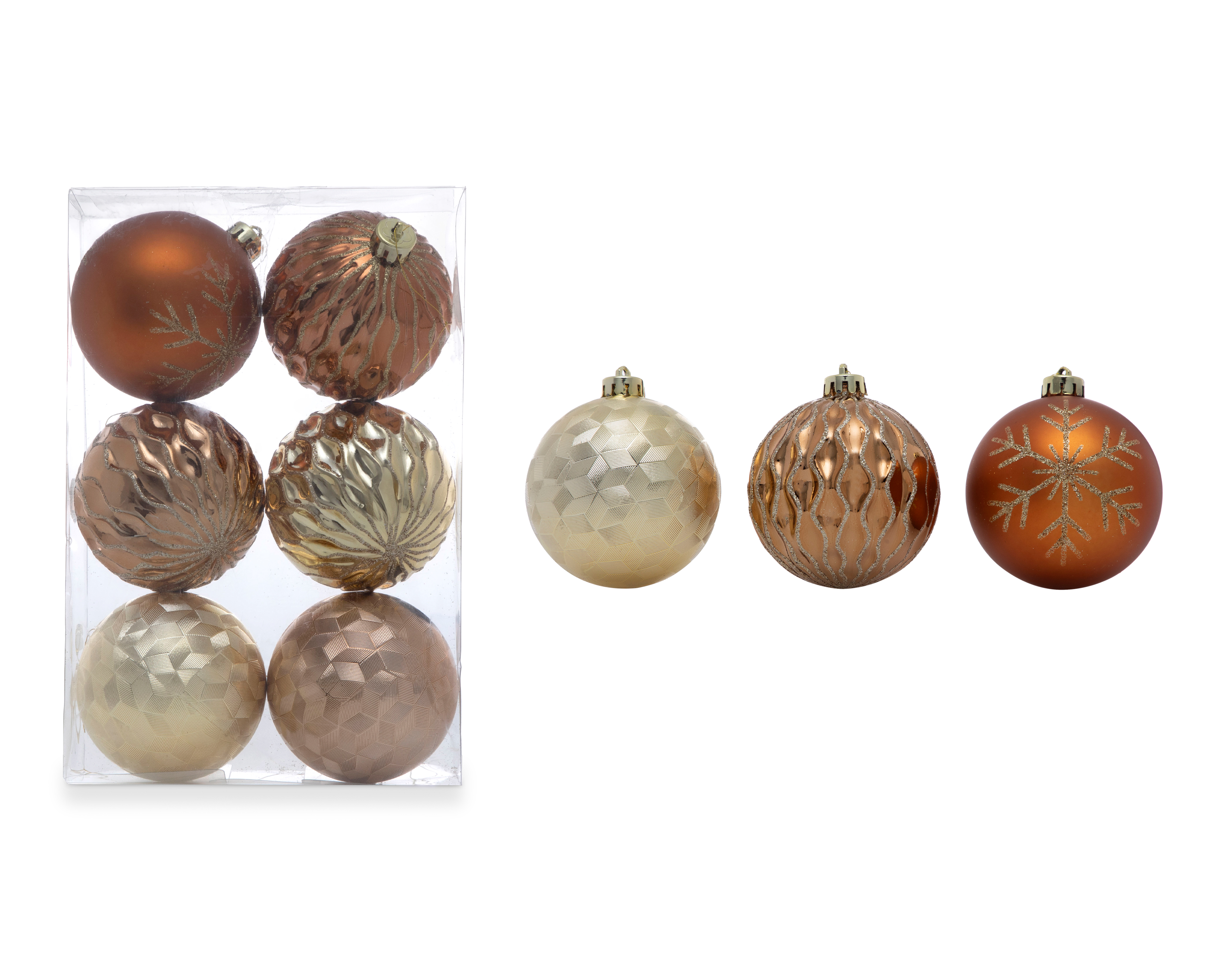 Esferas Navideñas Cobres 6 Piezas