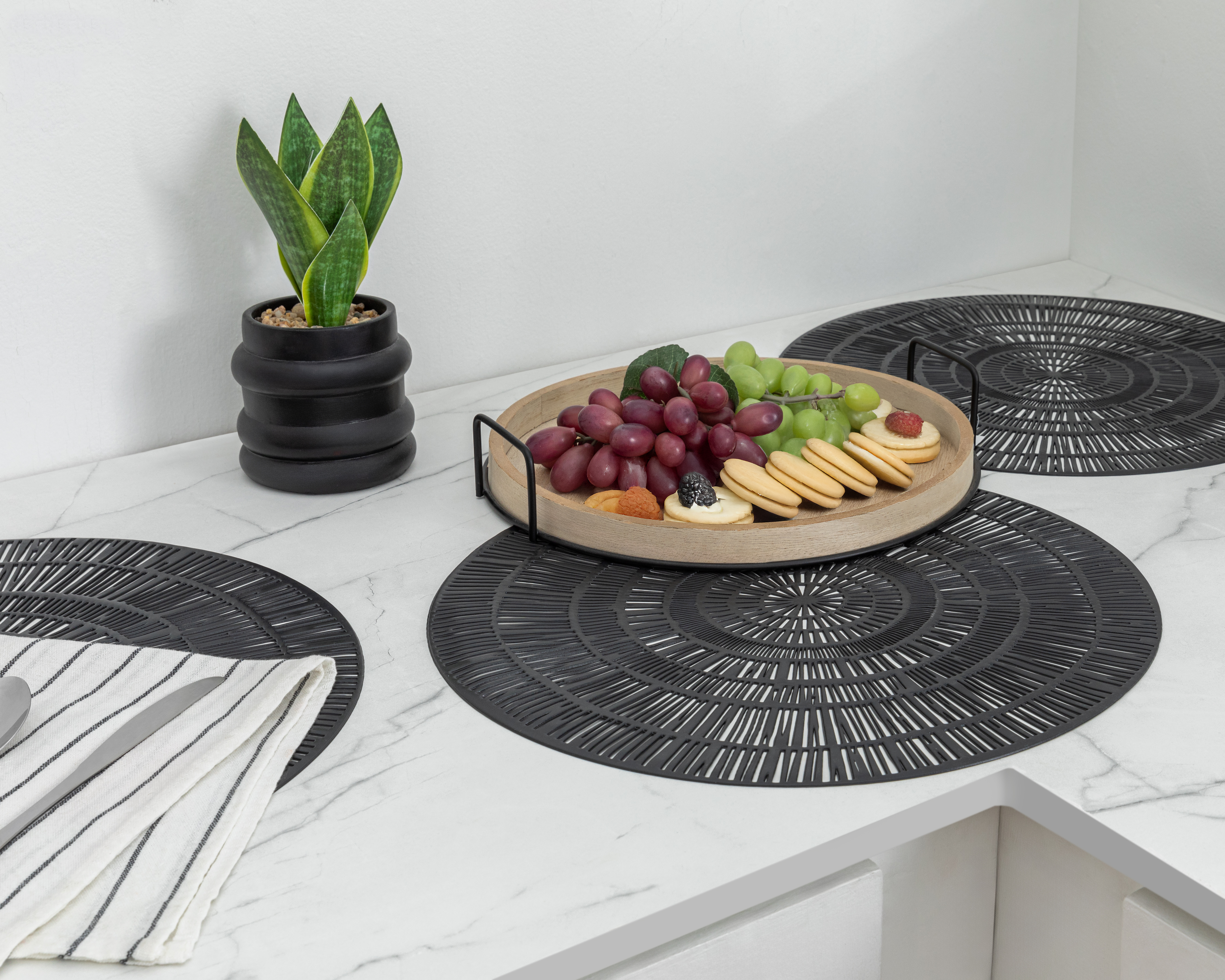 Mantel Individual Starhaus Mandy Negro 4 Piezas