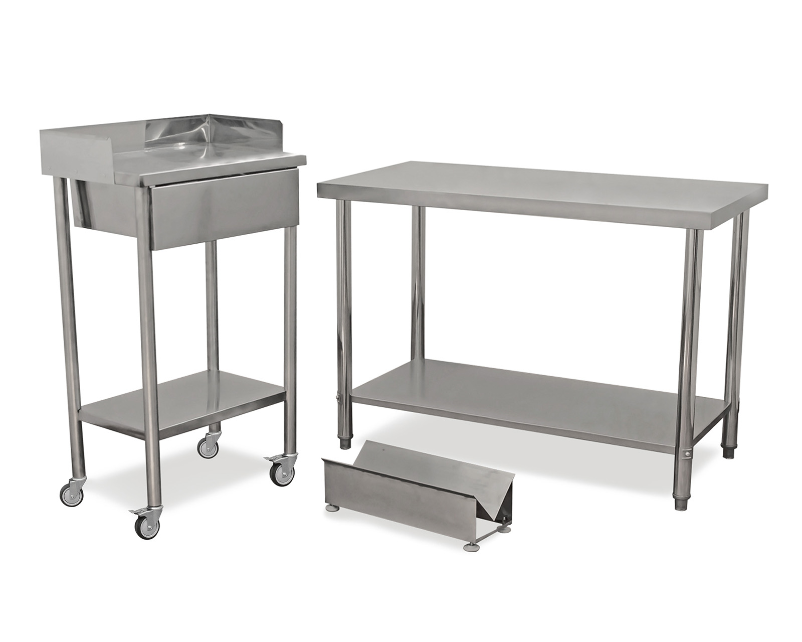 Mesa Pasteur y Mesa Isla Mindejal con Posicionador para Mascota de Acero Inoxidable