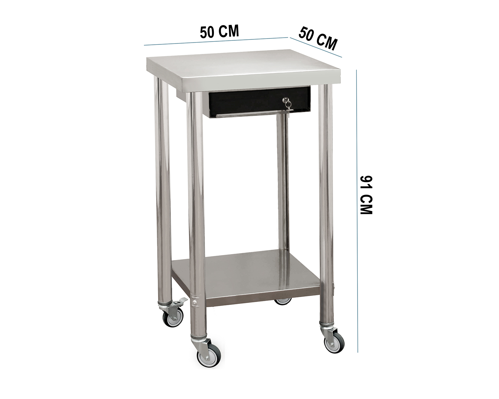 Foto 7 | Foto 7 | Mesa de Cobro con Caja para Dinero Mindejal de Acero Inoxidable con Ruedas