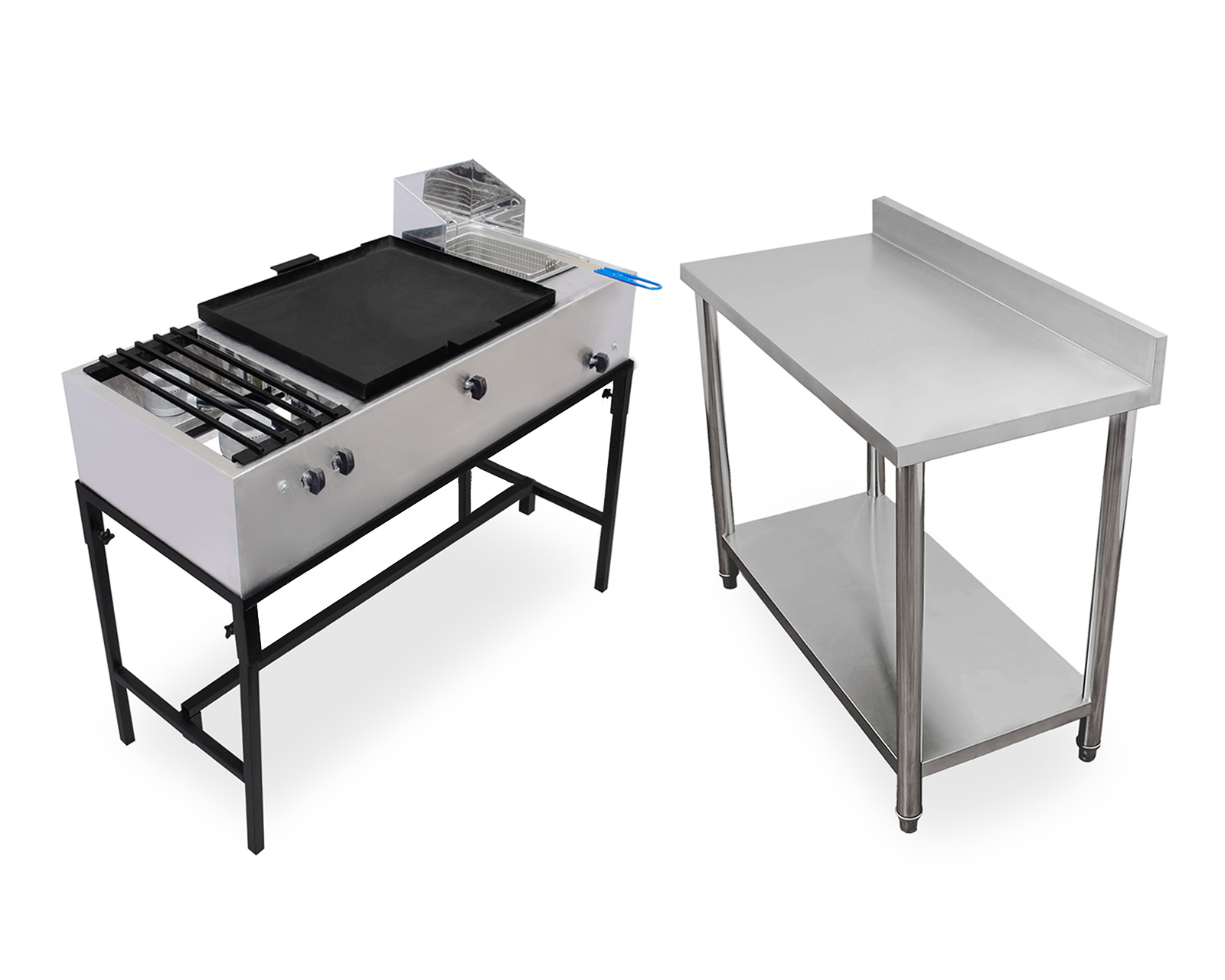 Foto 1 | Foto 1 | Plancha con Parrilla y Freidora Mindejal con Mesa a Pared de Acero Inoxidable