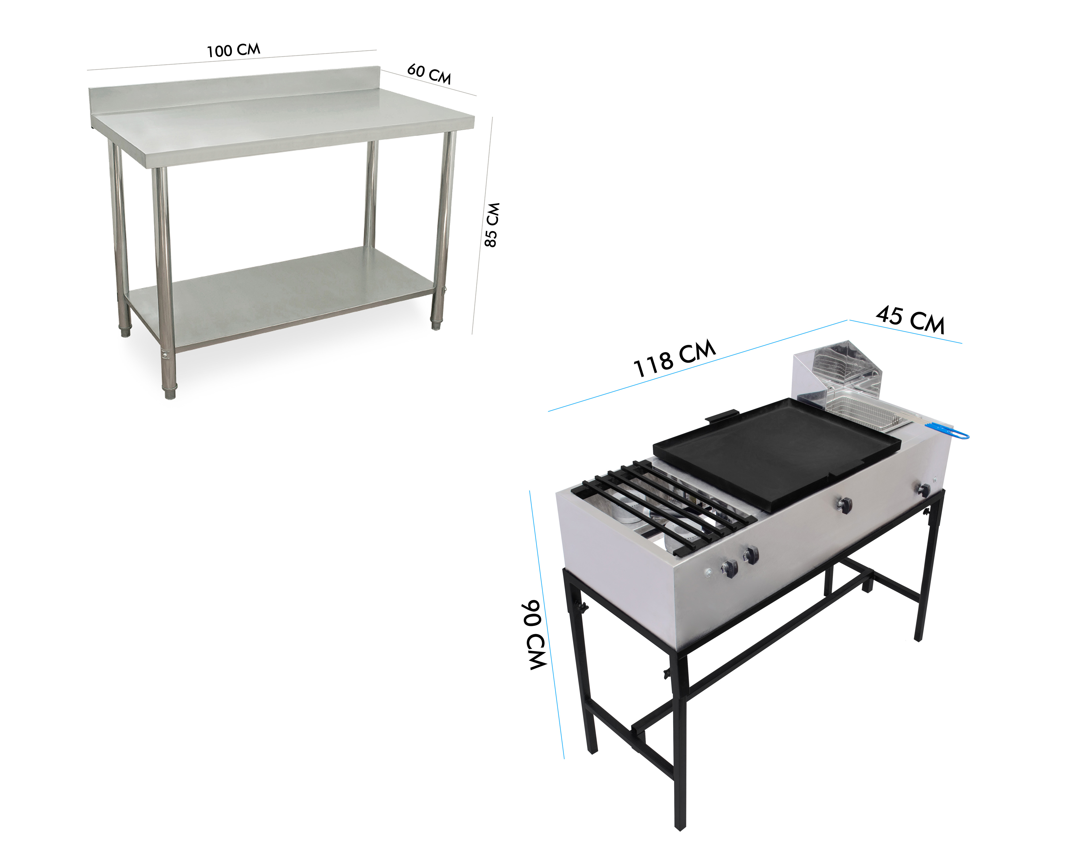 Foto 9 | Foto 9 | Plancha con Parrilla y Freidora Mindejal con Mesa a Pared de Acero Inoxidable