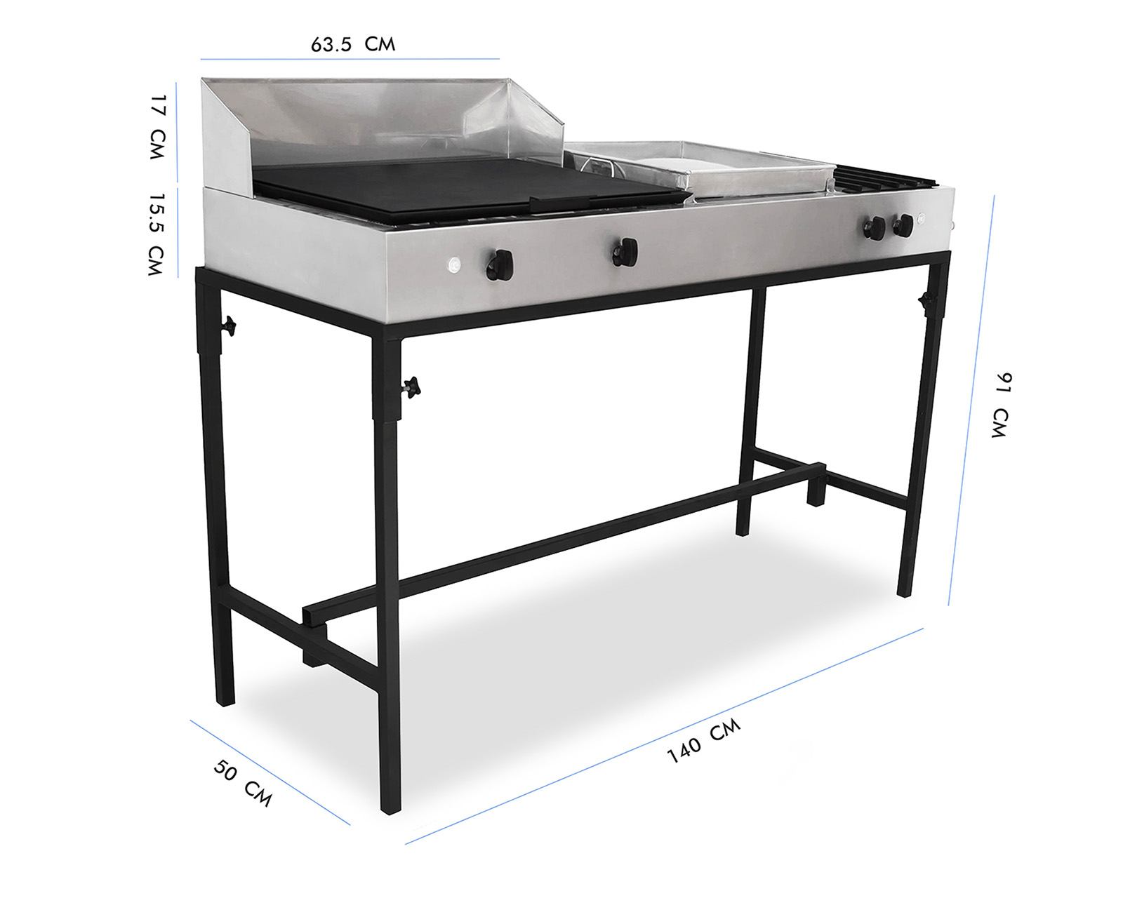 Foto 10 pulgar | Foto 9 | Plancha con Parrilla y Quemadores Mindejal con Mesa en Isla de Acero Inoxidable