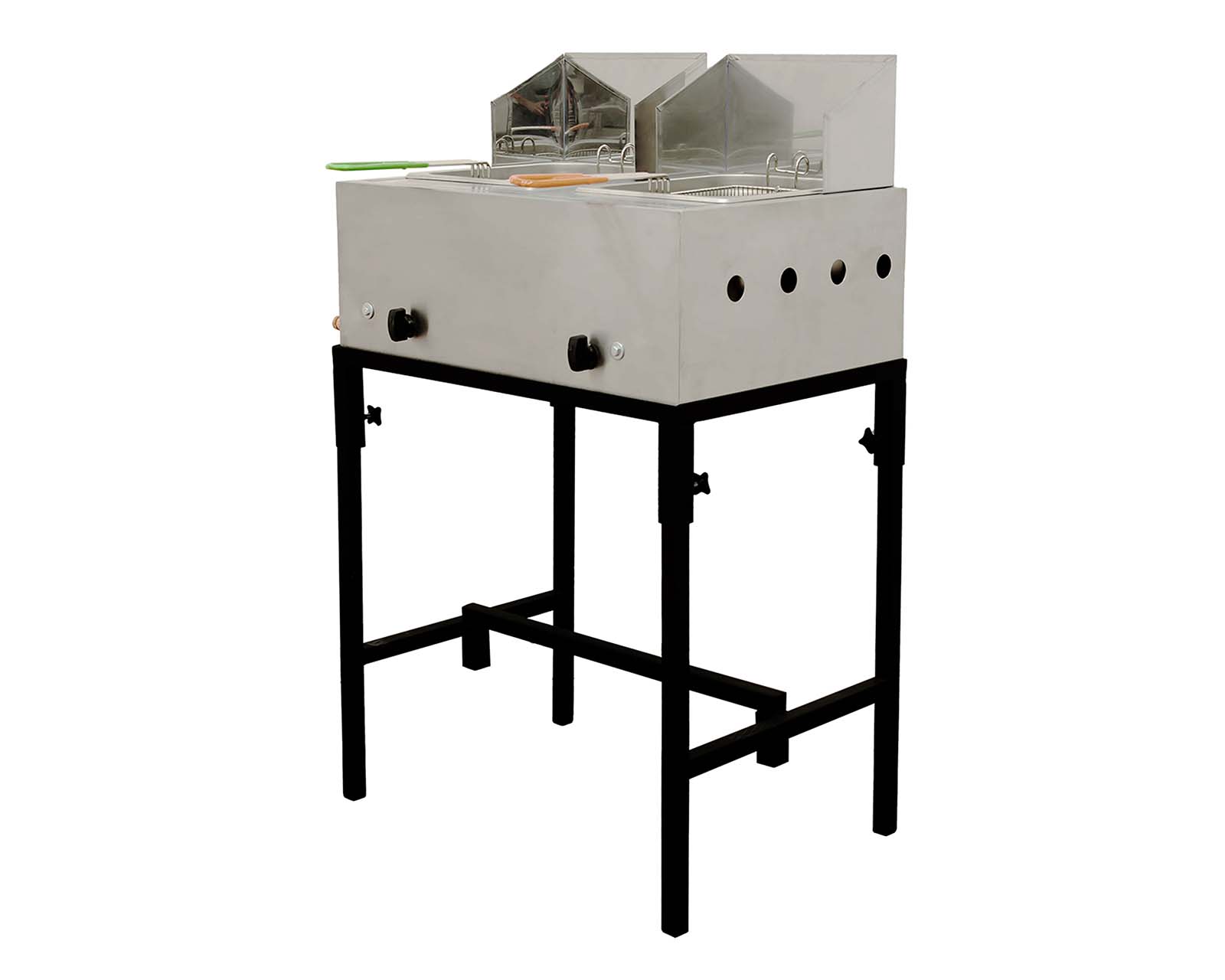 Freidora de Gas Doble Tina Mindejal con Canastilla de Acero Inoxidable