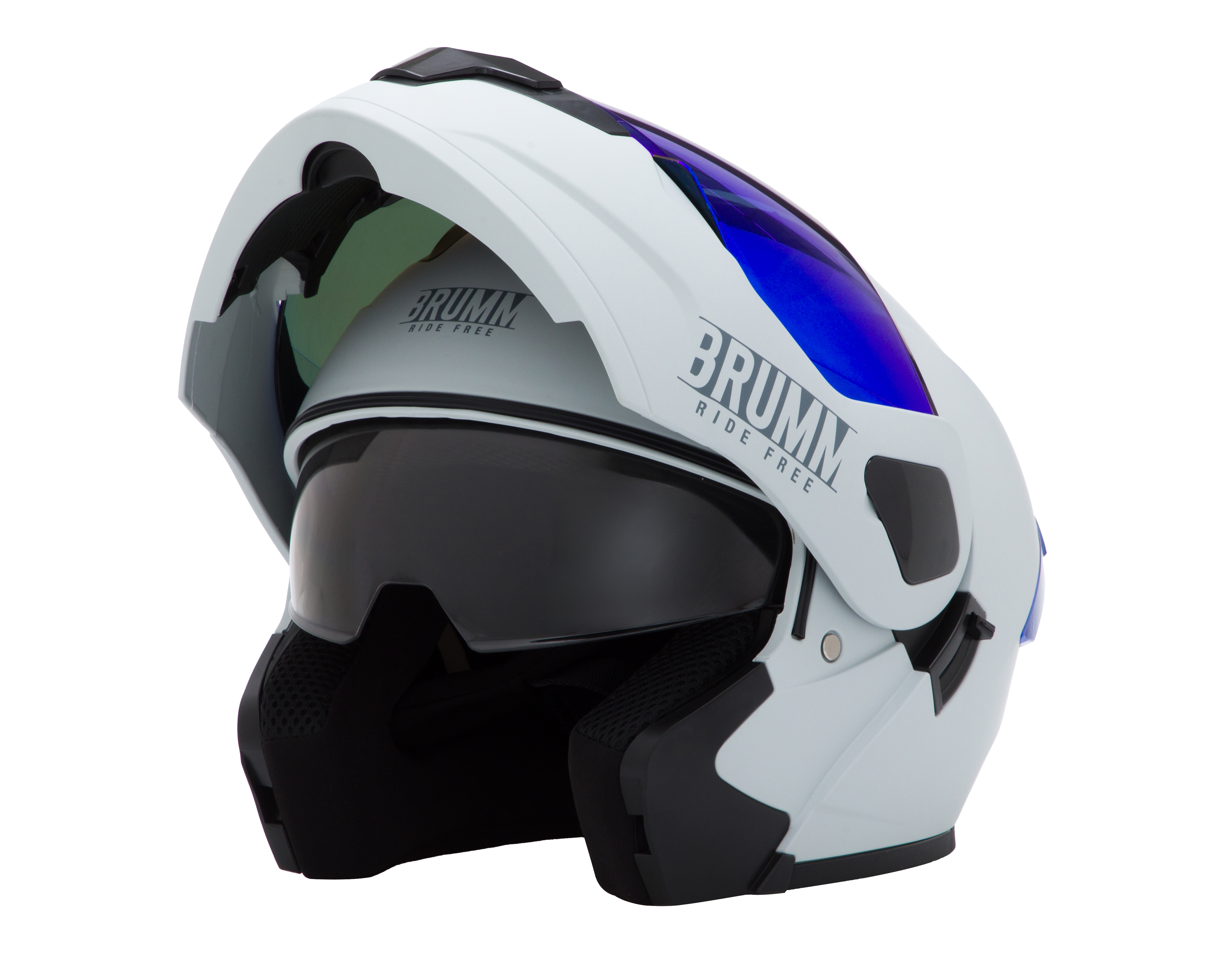Casco para Motociclista Brumm Mediano Blanco Abatible
