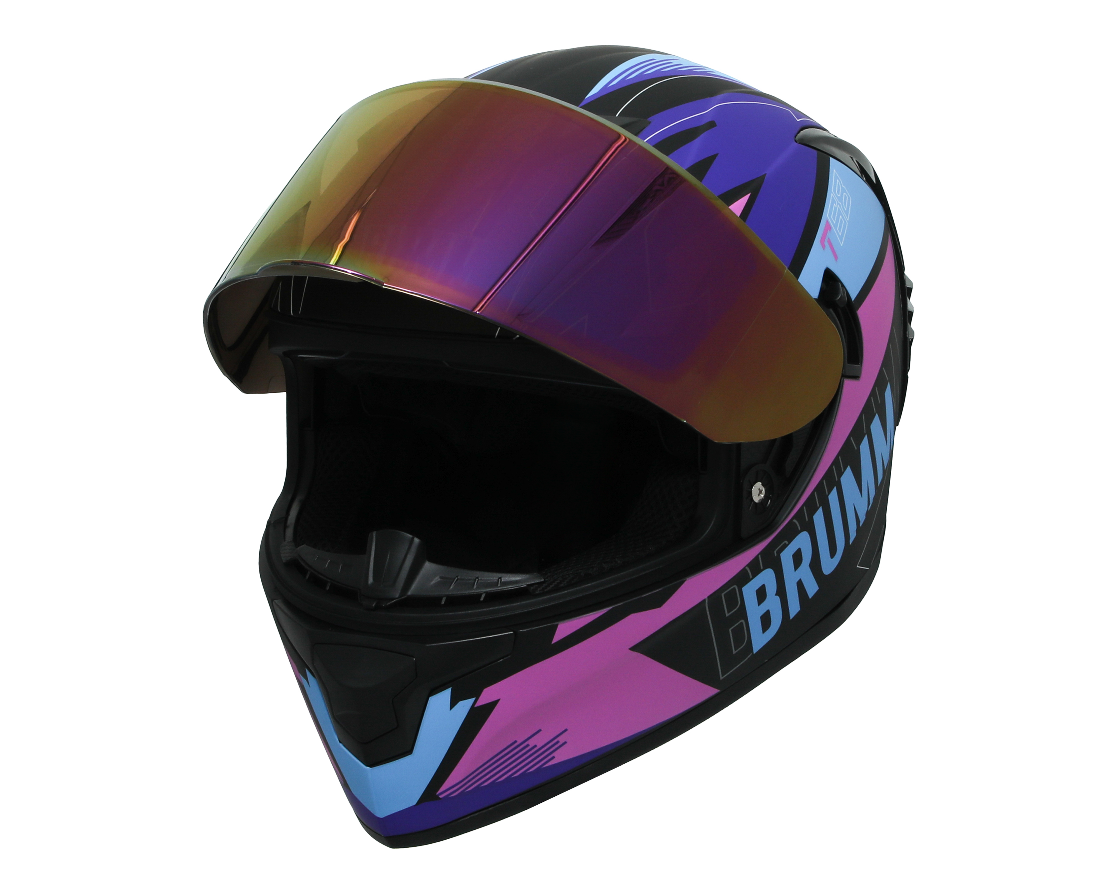 Foto 2 pulgar | Foto 1 | Casco para Motociclista Brumm Grande Multicolor Visera Abatible