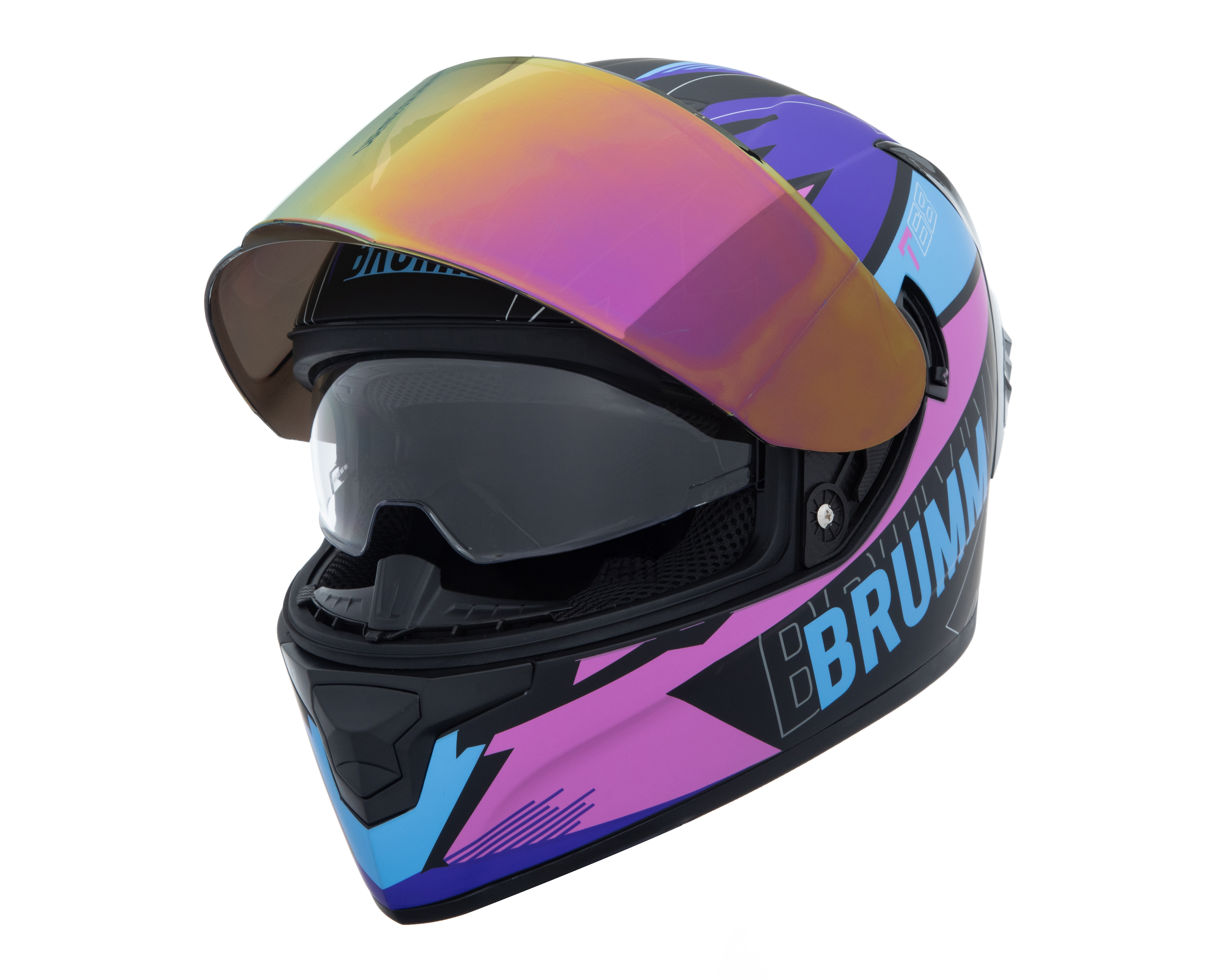 Foto 2 pulgar | Foto 1 | Casco para Motociclista Brumm Extragrande Multicolor Visera Abatible